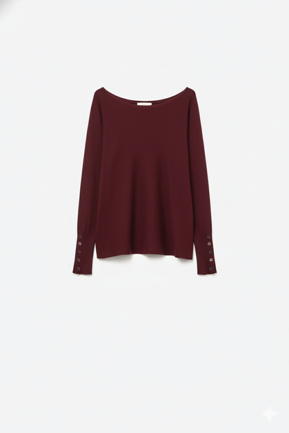 Soft knit Burgundy Sweater with sleeve button details