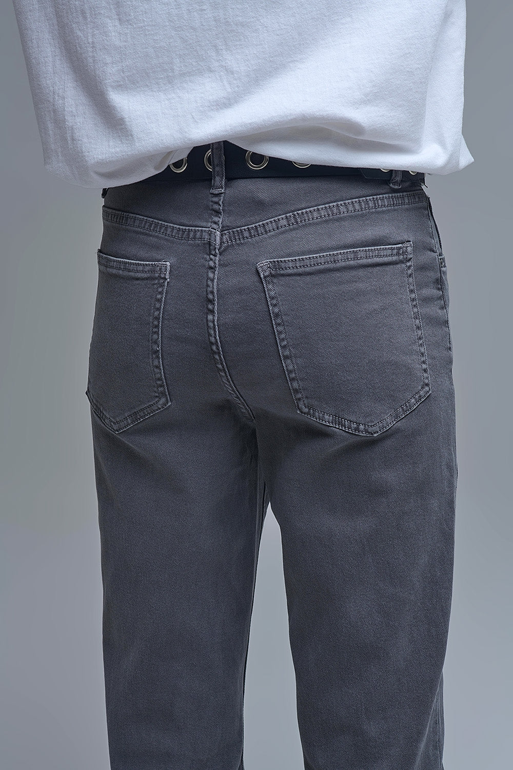 Cotton mid rise slouchy jean in Dark Gray - Coloured Jeans