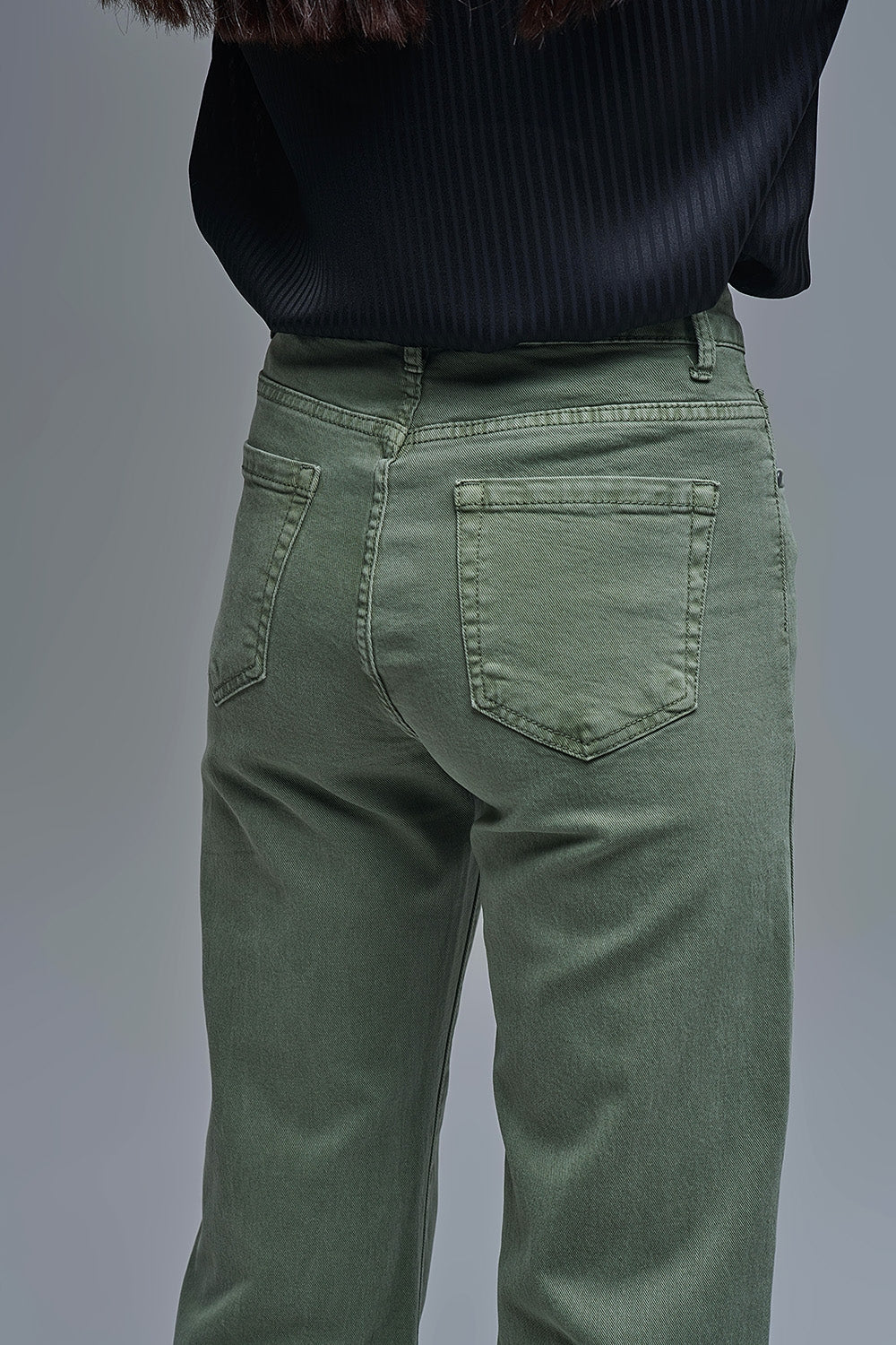 Wide leg jeans in khaki green - Coloured Jeans