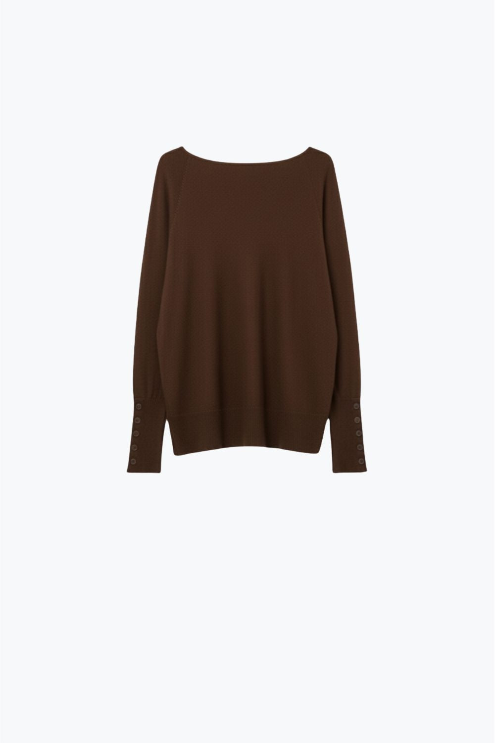 Soft knit Brown Sweater with sleeve button details
