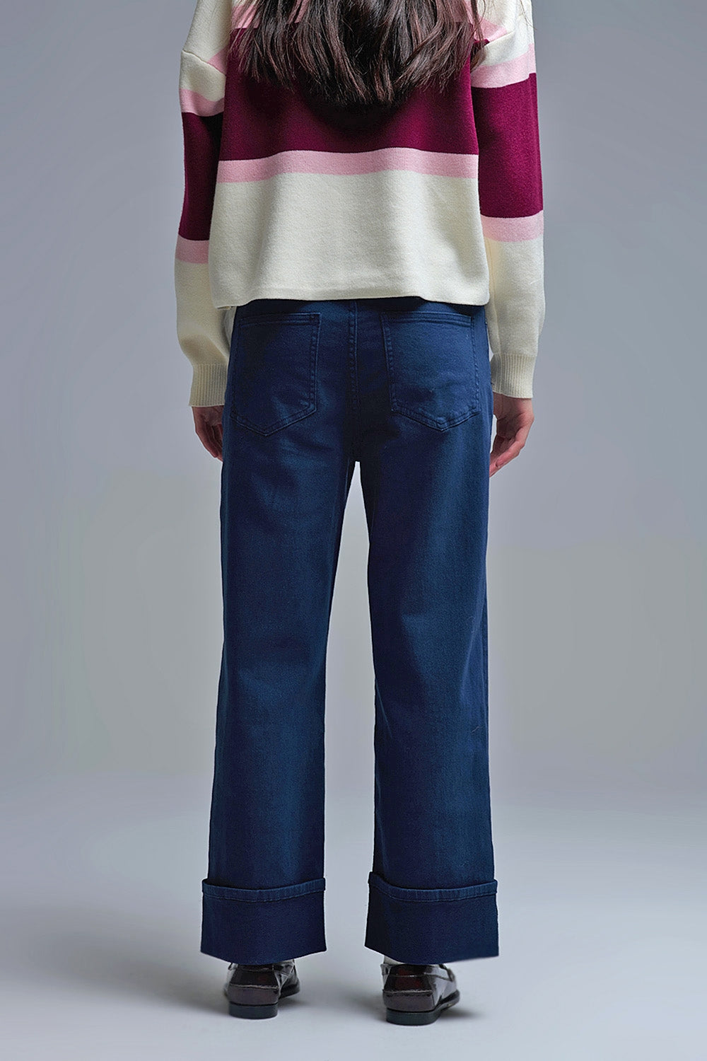 Straight leg Pants with cropped hem in navy - Coloured Jeans