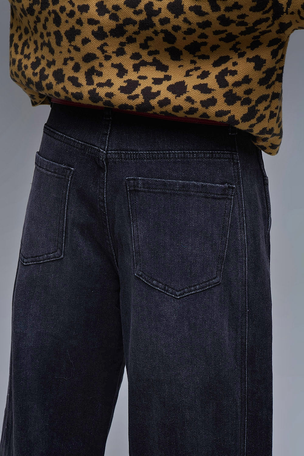 Washed Black Denim Barrel Jeans - Denim