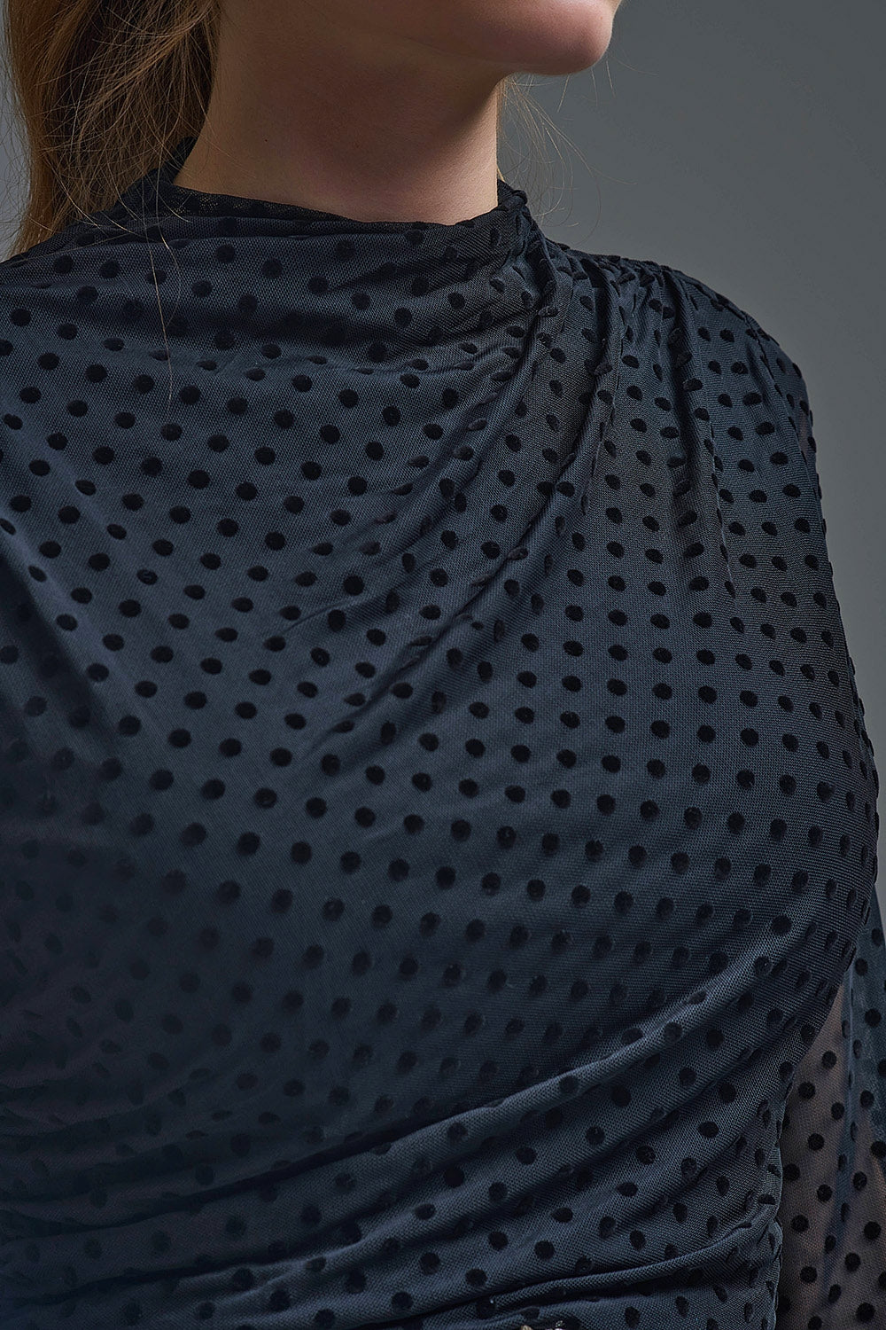 Chic Black Sheer Polka Dot Midi Dress - dress