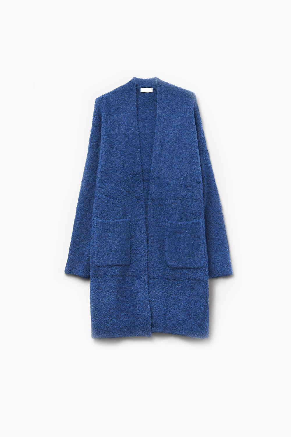 Oversized thick terry knit cardigan in blue