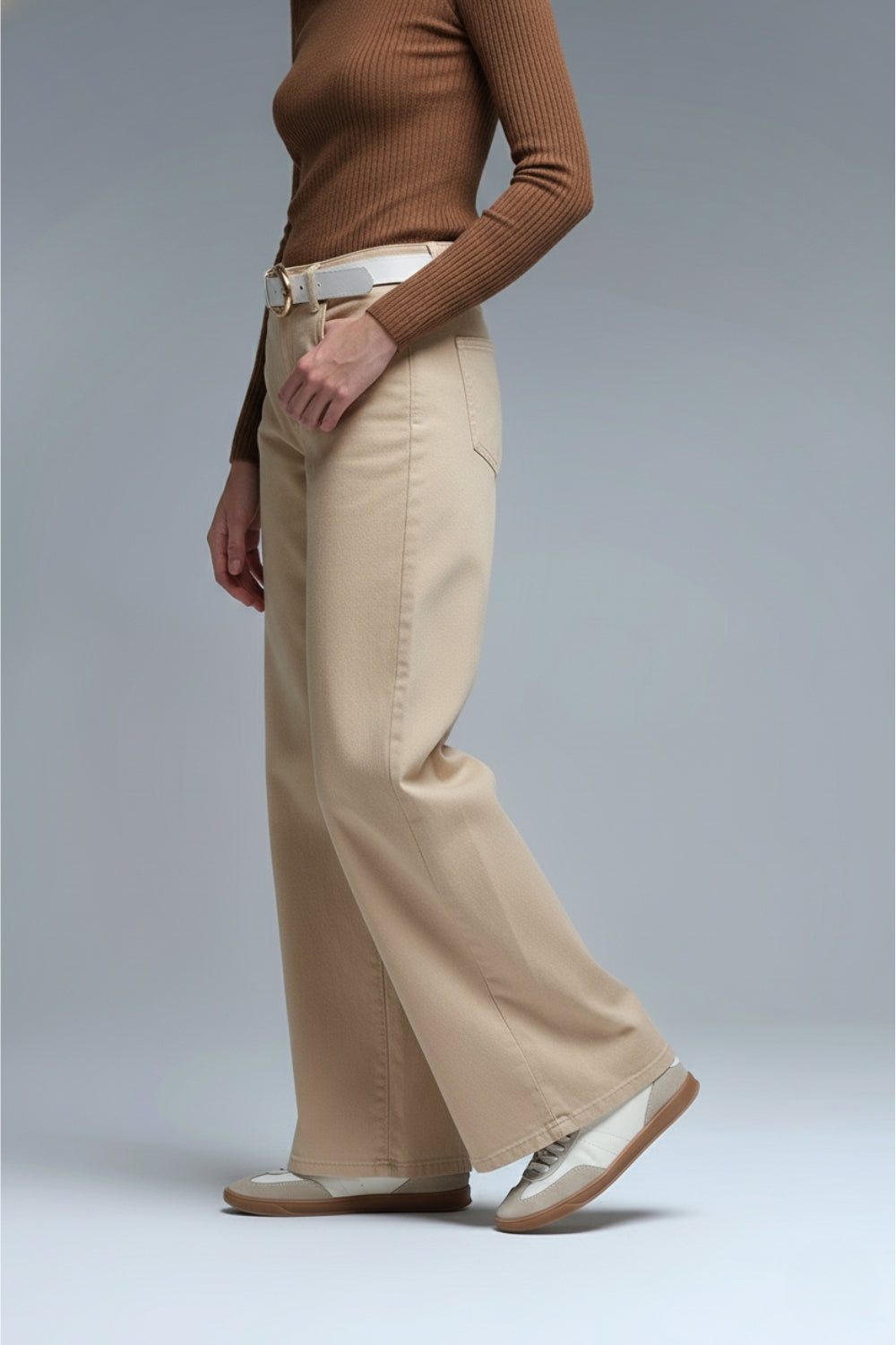 Pants extra wide fit in washed beige - Coloured Jeans