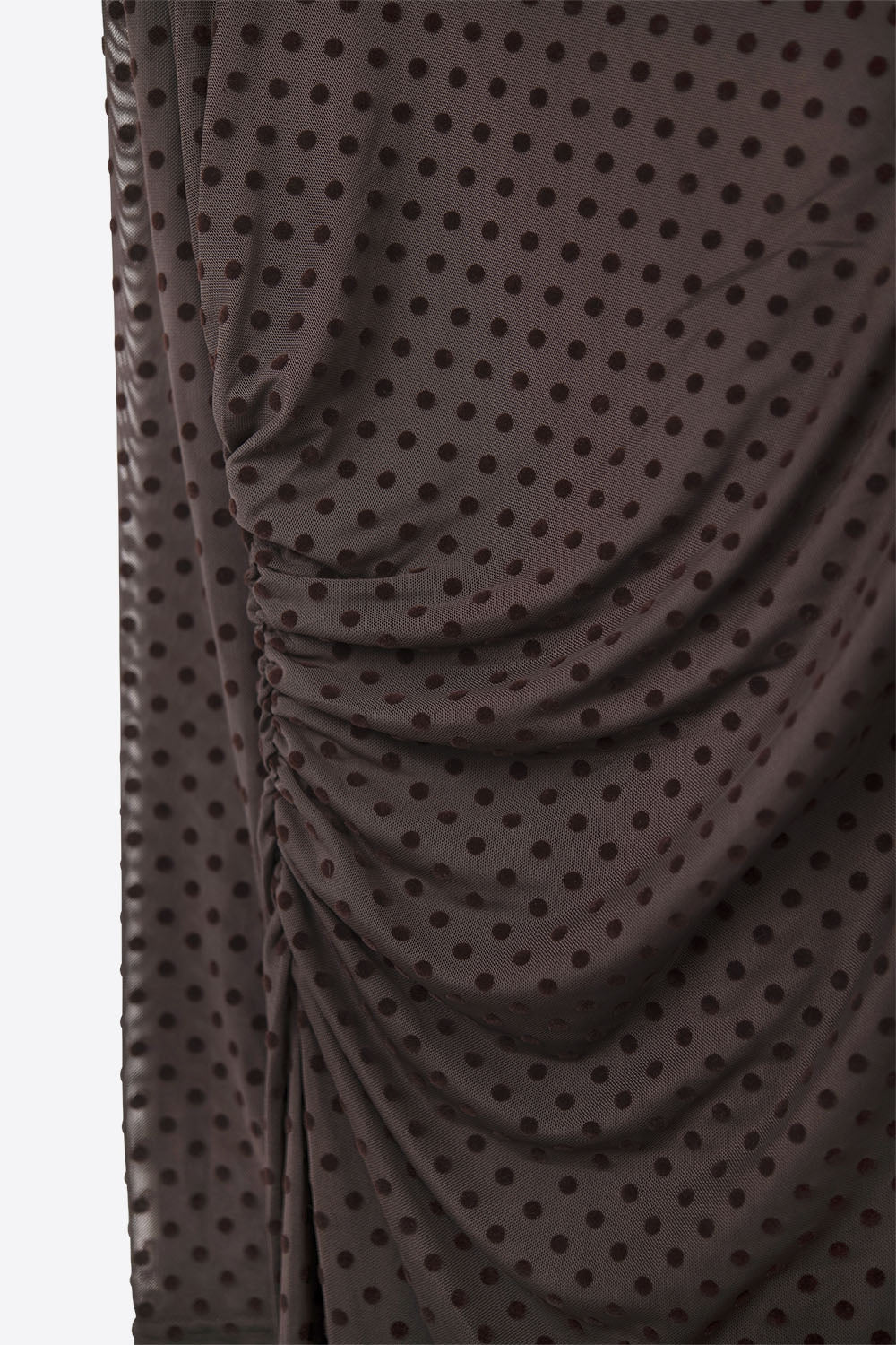 Brown Polka Dot Maxi Dress in sheer fabric - dress