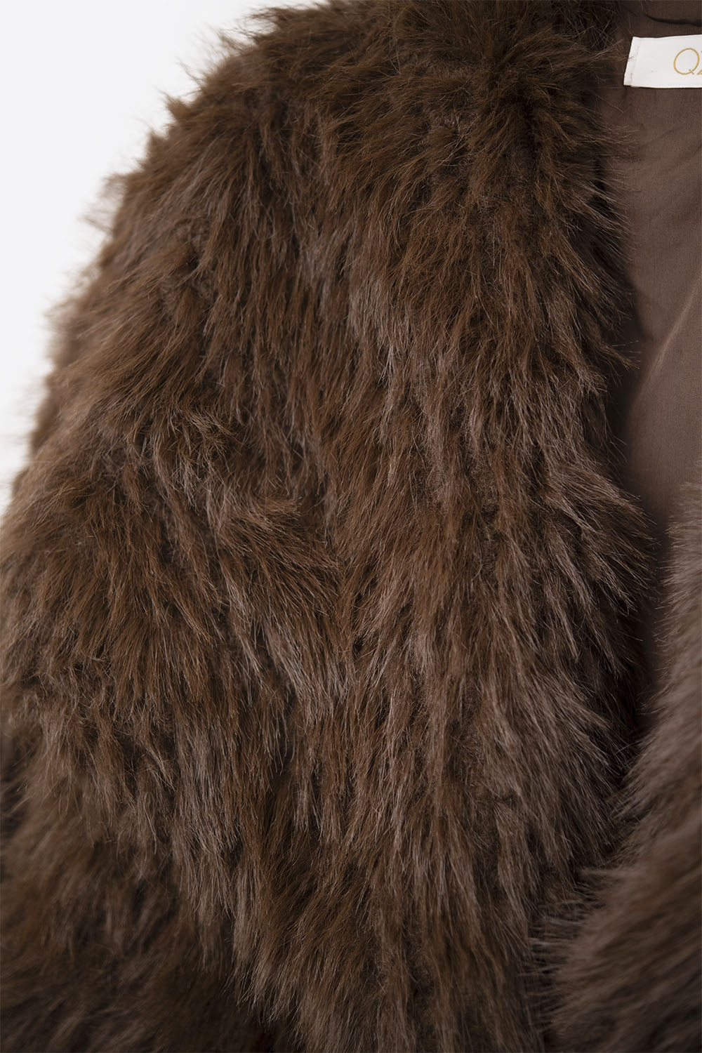Chic brown Faux Fur Jacket with a wide neck - blazer