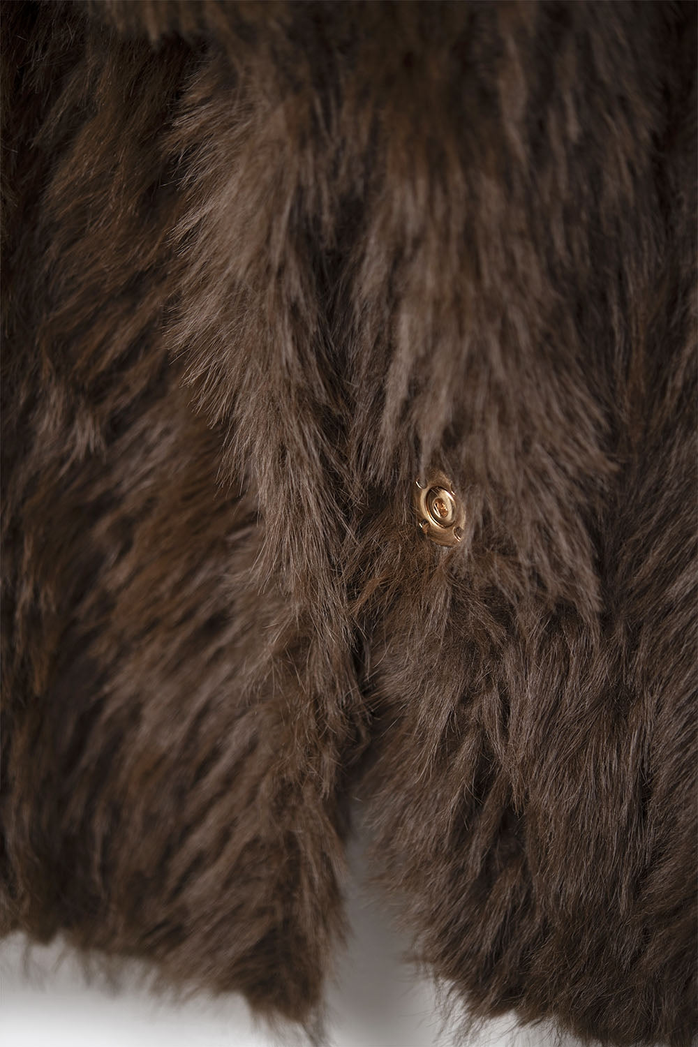Chic brown Faux Fur Jacket with a wide neck - blazer