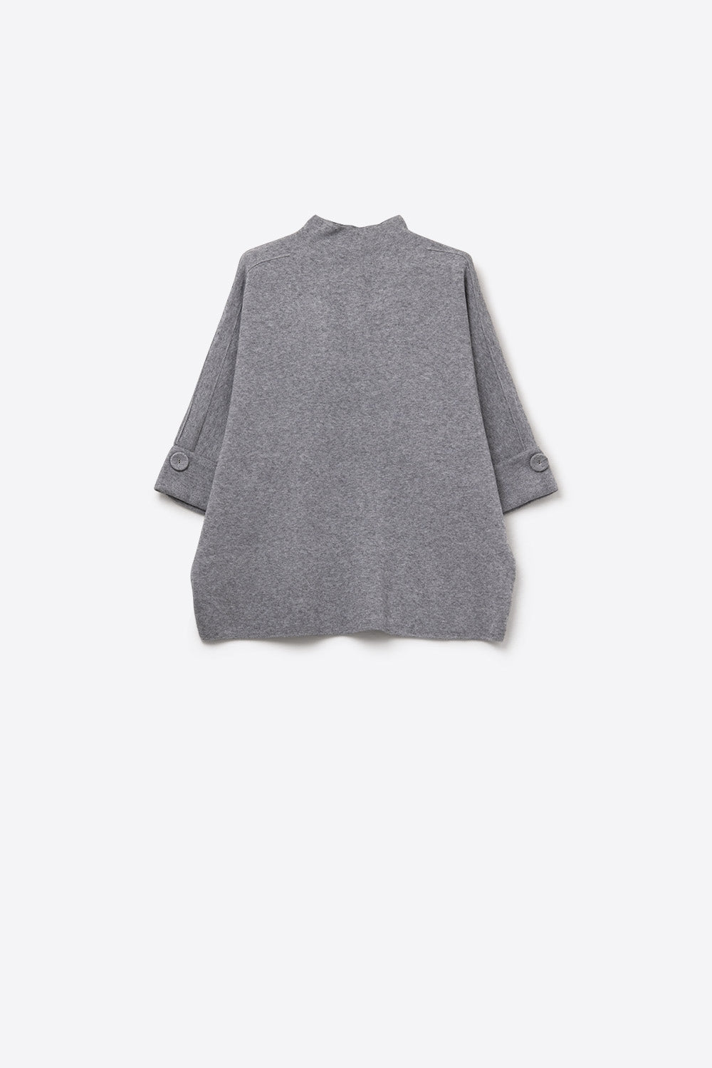 Gray Knitted Sweater with Button Details