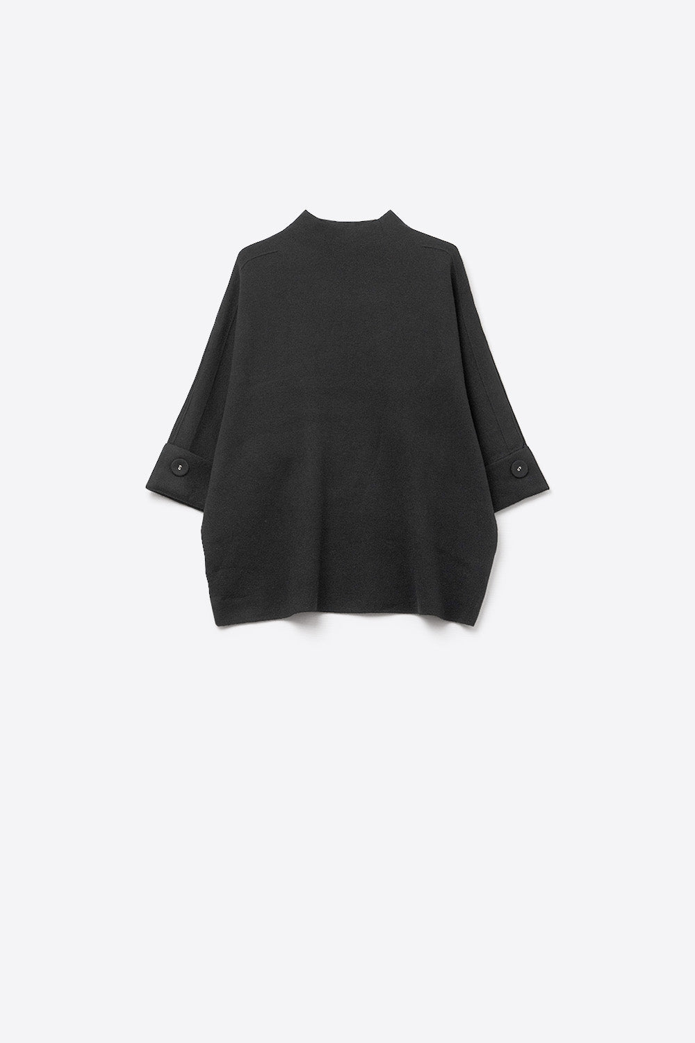 Black Knitted Sweater with sleeves Button Details