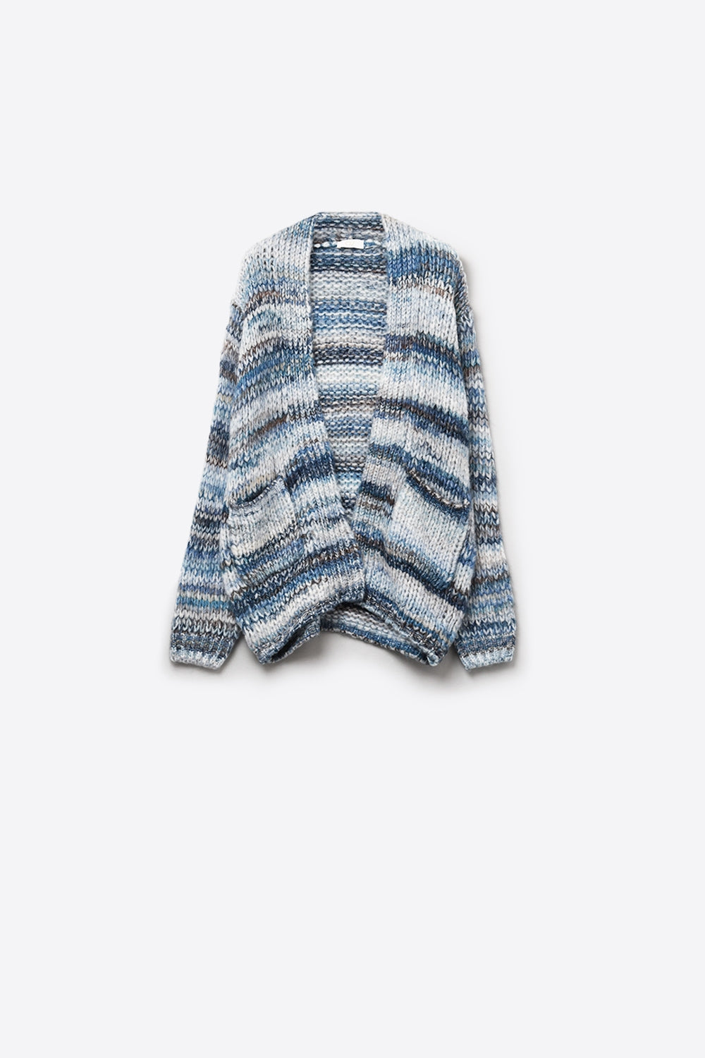Oversized mottled striped long cardigan with pockets in Blue - Cardigans