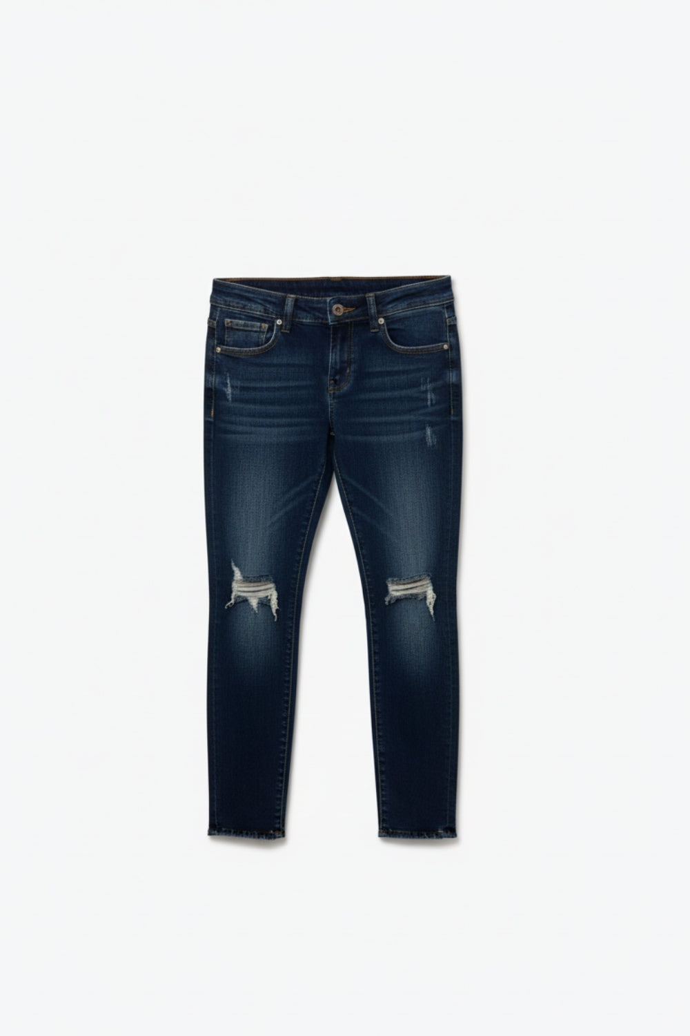 Dark Wash Jeans Distressed at the Knee - Denim