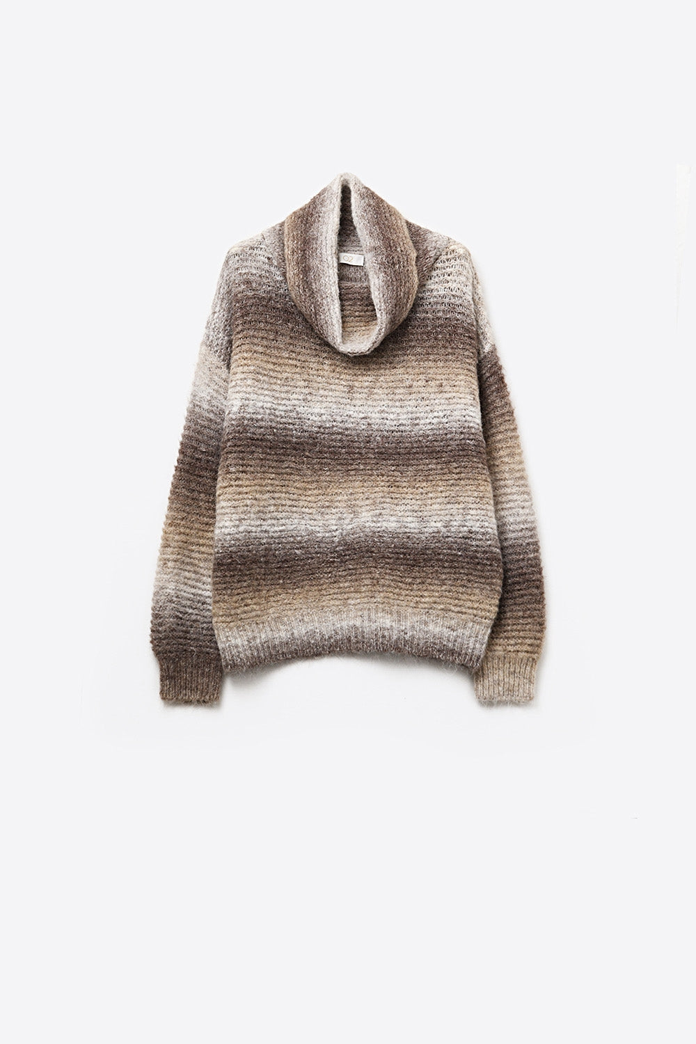 Oversized Turtleneck Comfy Sweater in Brown and Beige