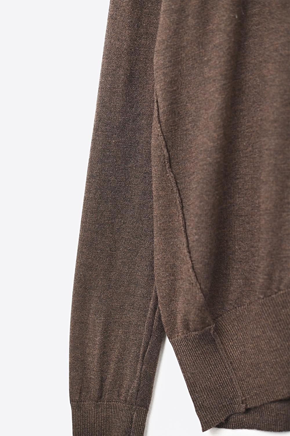 Brown-colored turtleneck sweater in fine merino wool knit