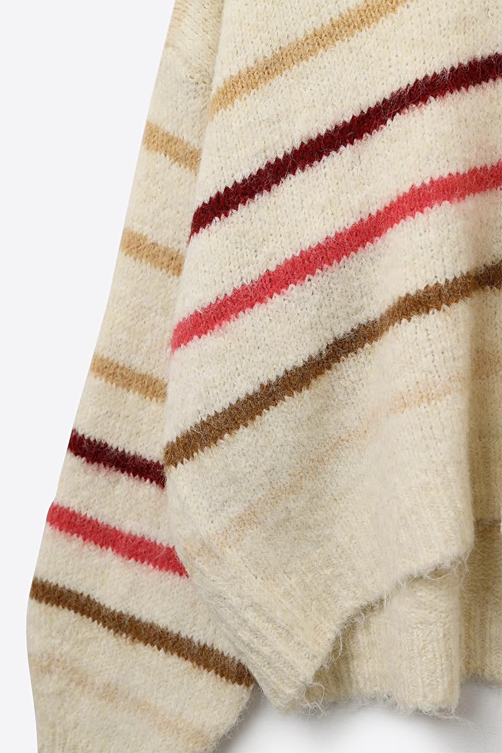 Cream Oversized Sweater with Multicolor Stripe