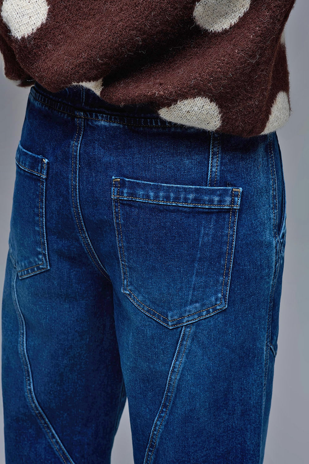 Relaxed Fit Denim Jogger jeans with Drawstring Waist - Denim