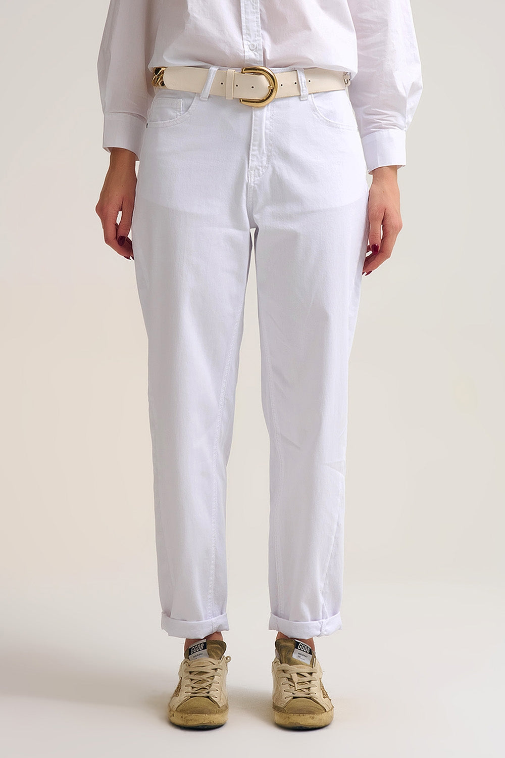 Relaxed Tapered Pants in white Comfy Stretch - trousers