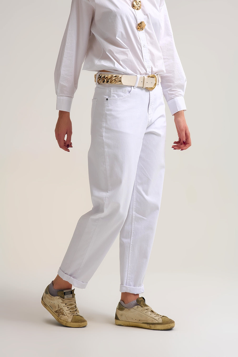 Relaxed Tapered Pants in white Comfy Stretch - trousers