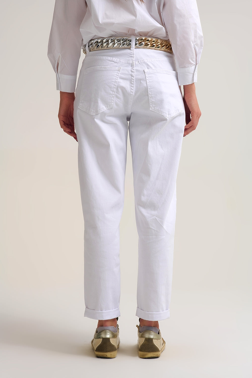 Relaxed Tapered Pants in white Comfy Stretch - trousers