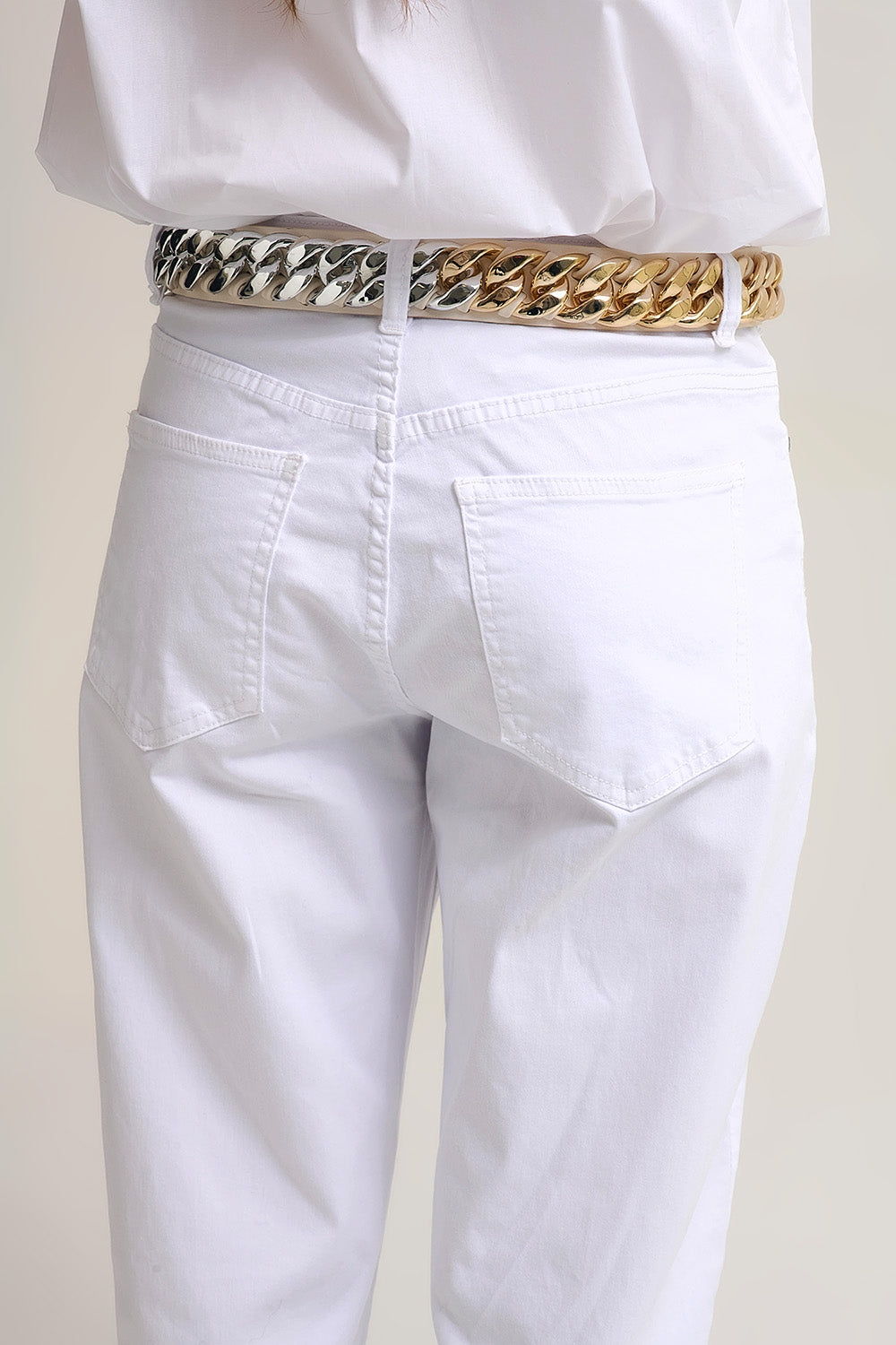Relaxed Tapered Pants in white Comfy Stretch - trousers