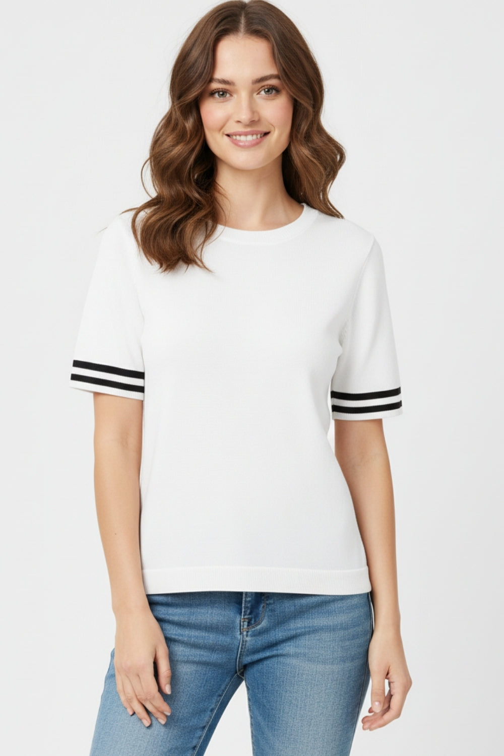relaxed fit Sweater In White with black contrast detail