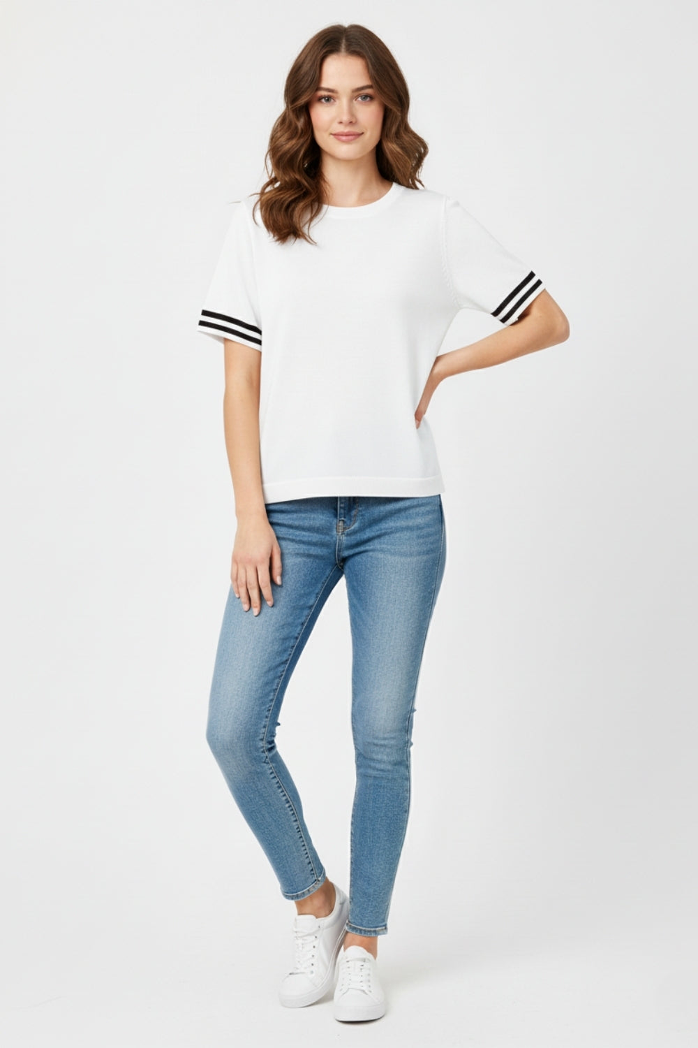 relaxed fit Sweater In White with black contrast detail