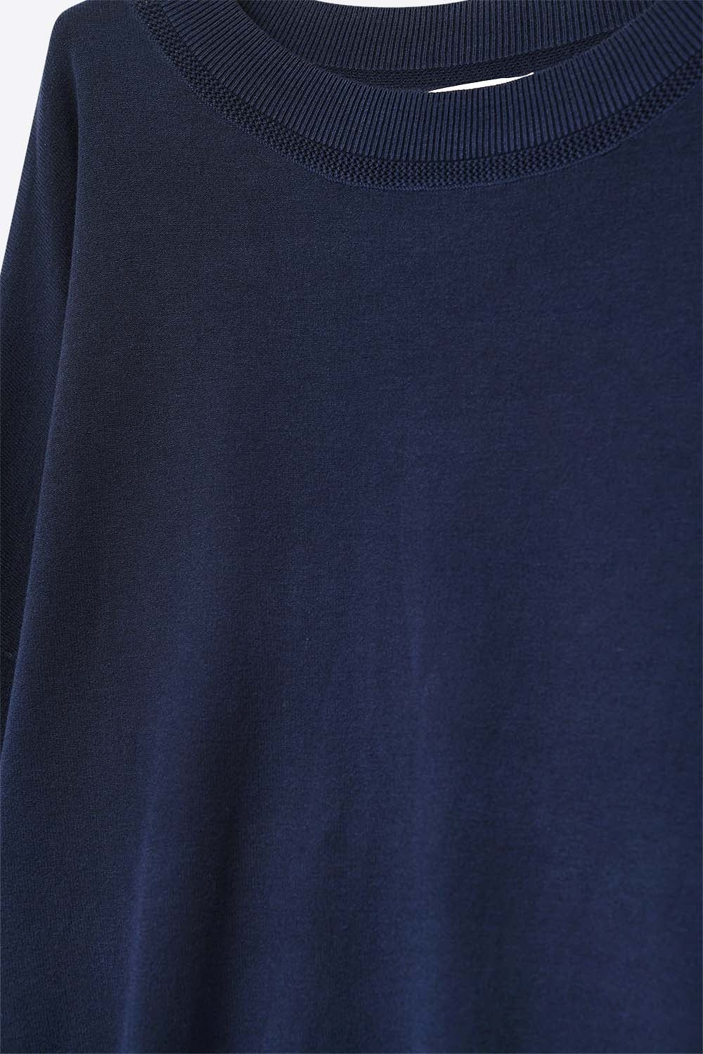 Navy knit sweater with mesh collar detail - Jumpers