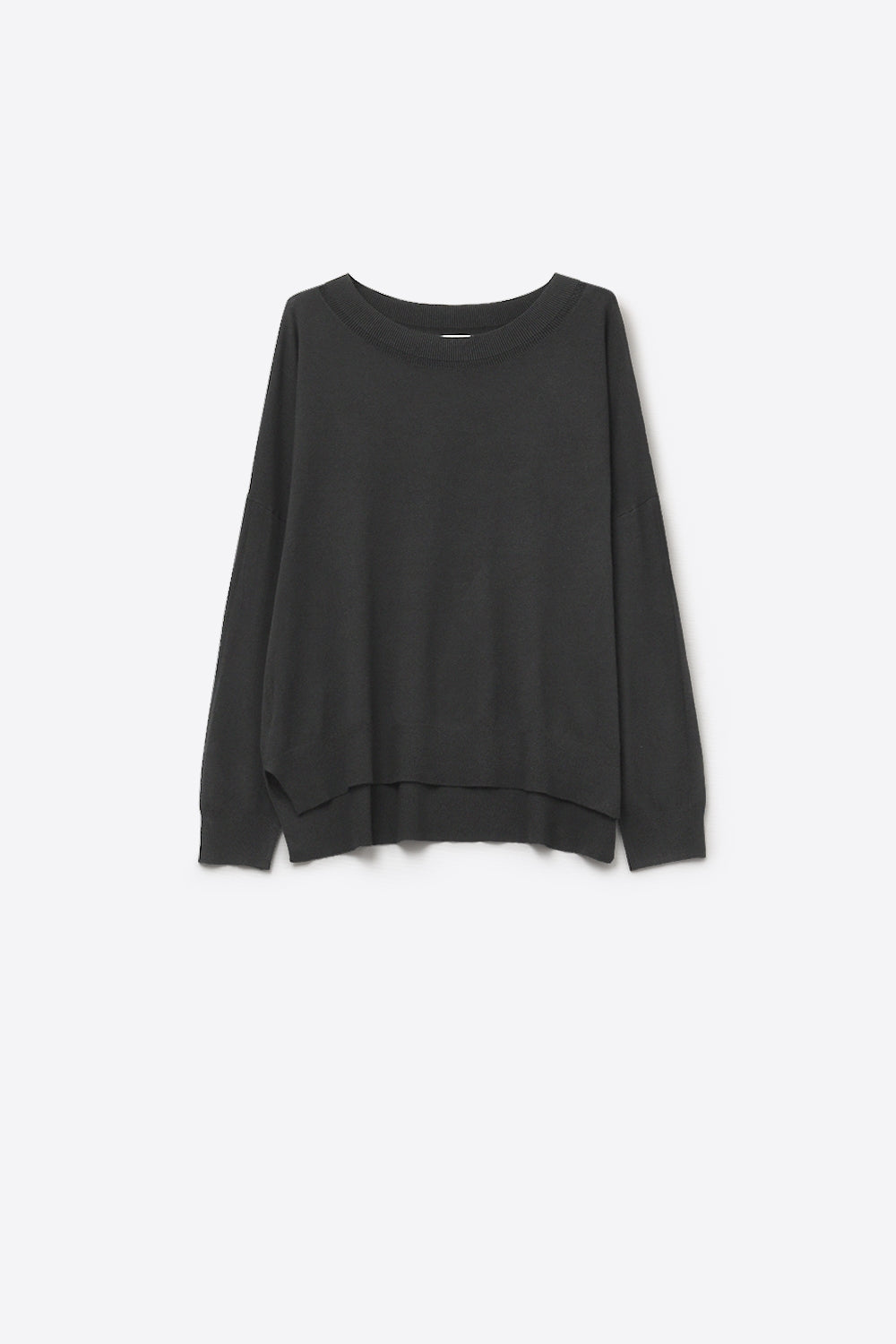 Black knit sweater with mesh collar detail
