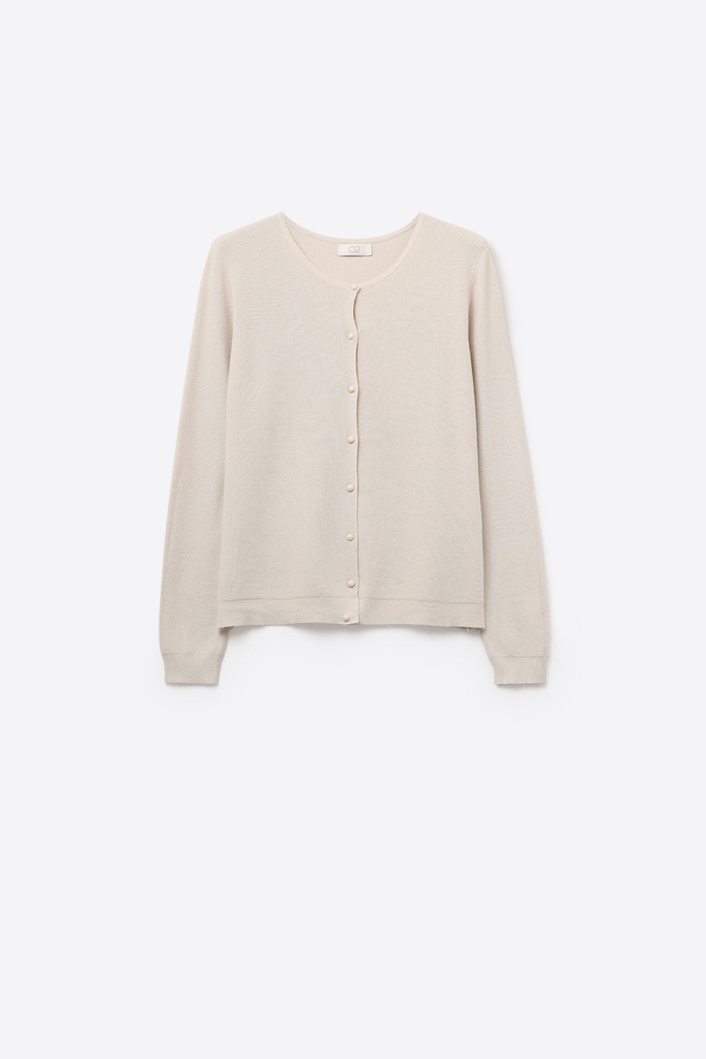Beige Ribbed Knit Cardigan with Mother-of-Pearl Buttons - Cardigans
