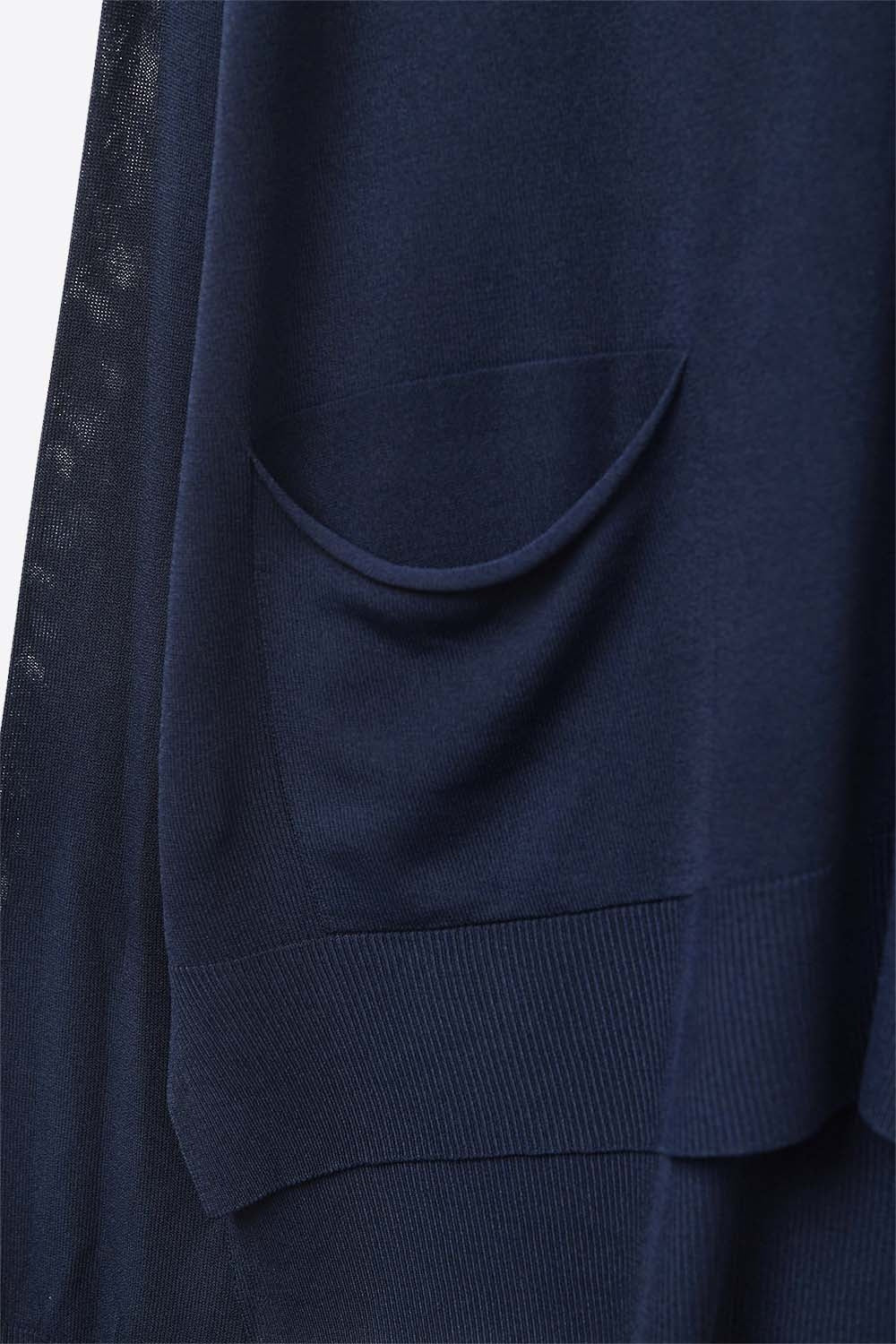 Fine Knit Cardigan with Front Pockets in navy