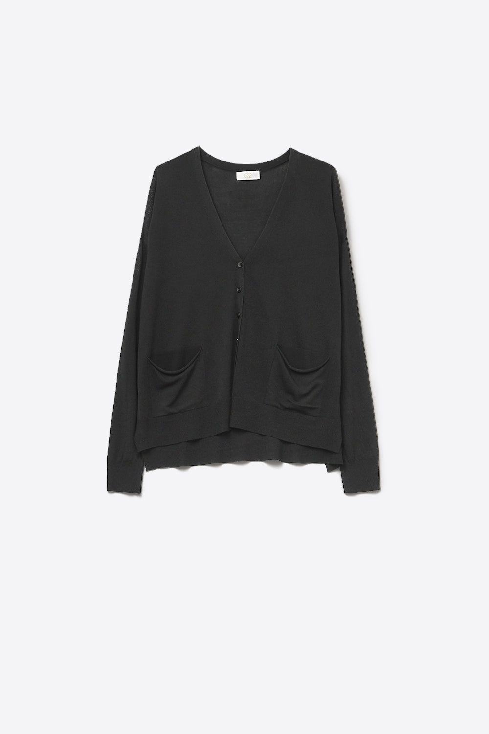 Fine Knit Cardigan with Front Pockets in black