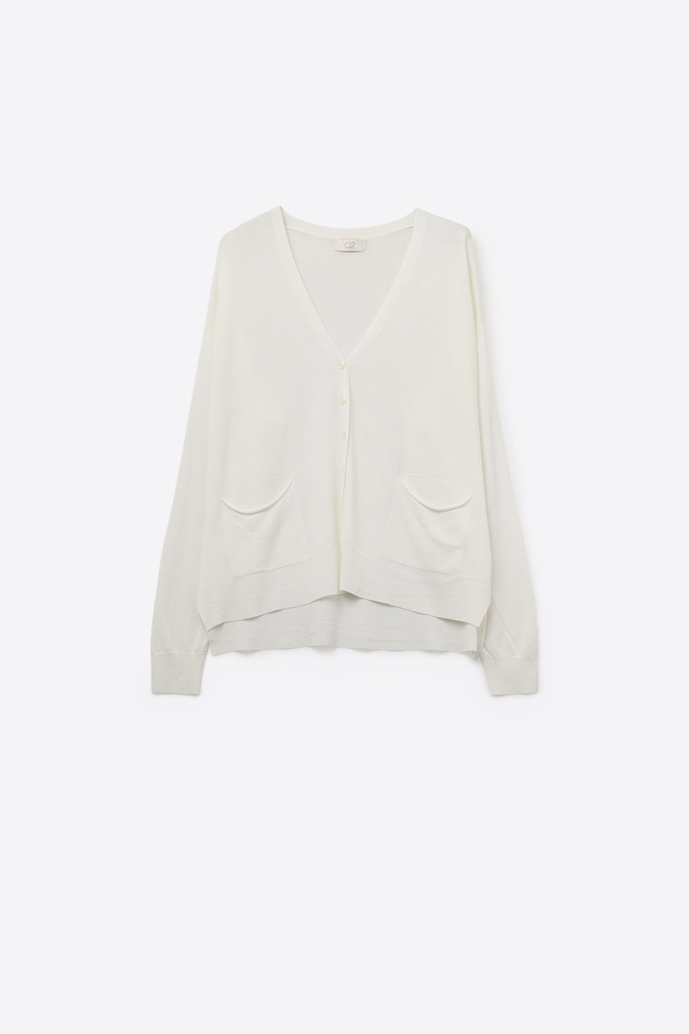 Fine Knit Cardigan with Front Pockets in white