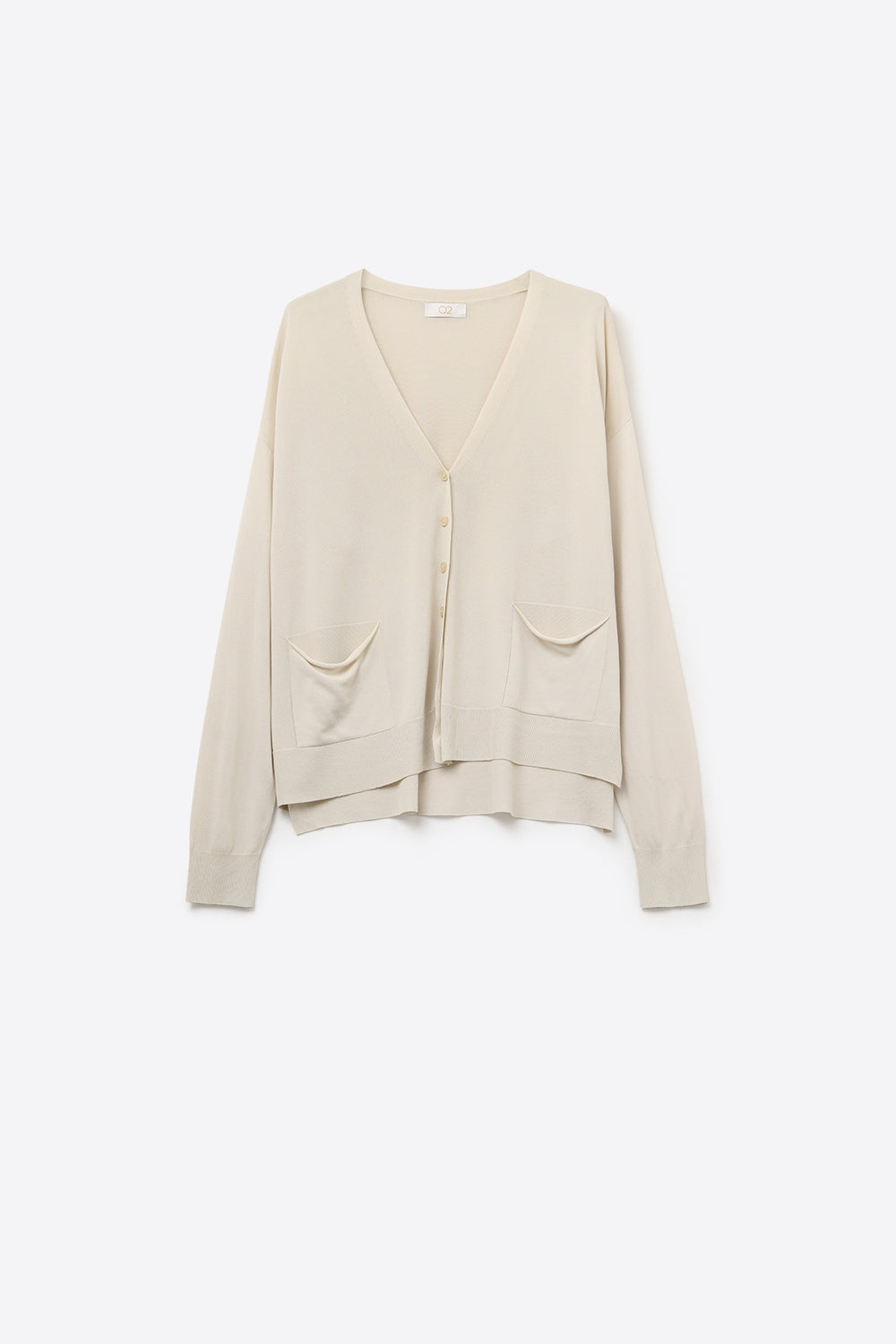 Fine Knit Cardigan with Front Pockets in beige