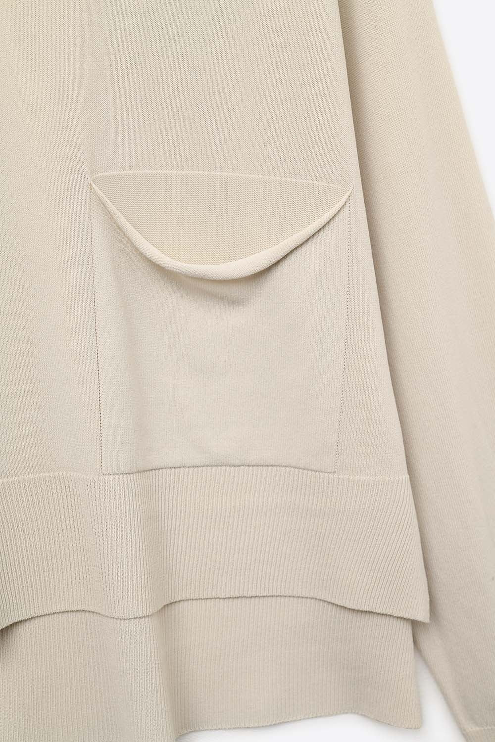 Fine Knit Cardigan with Front Pockets in beige