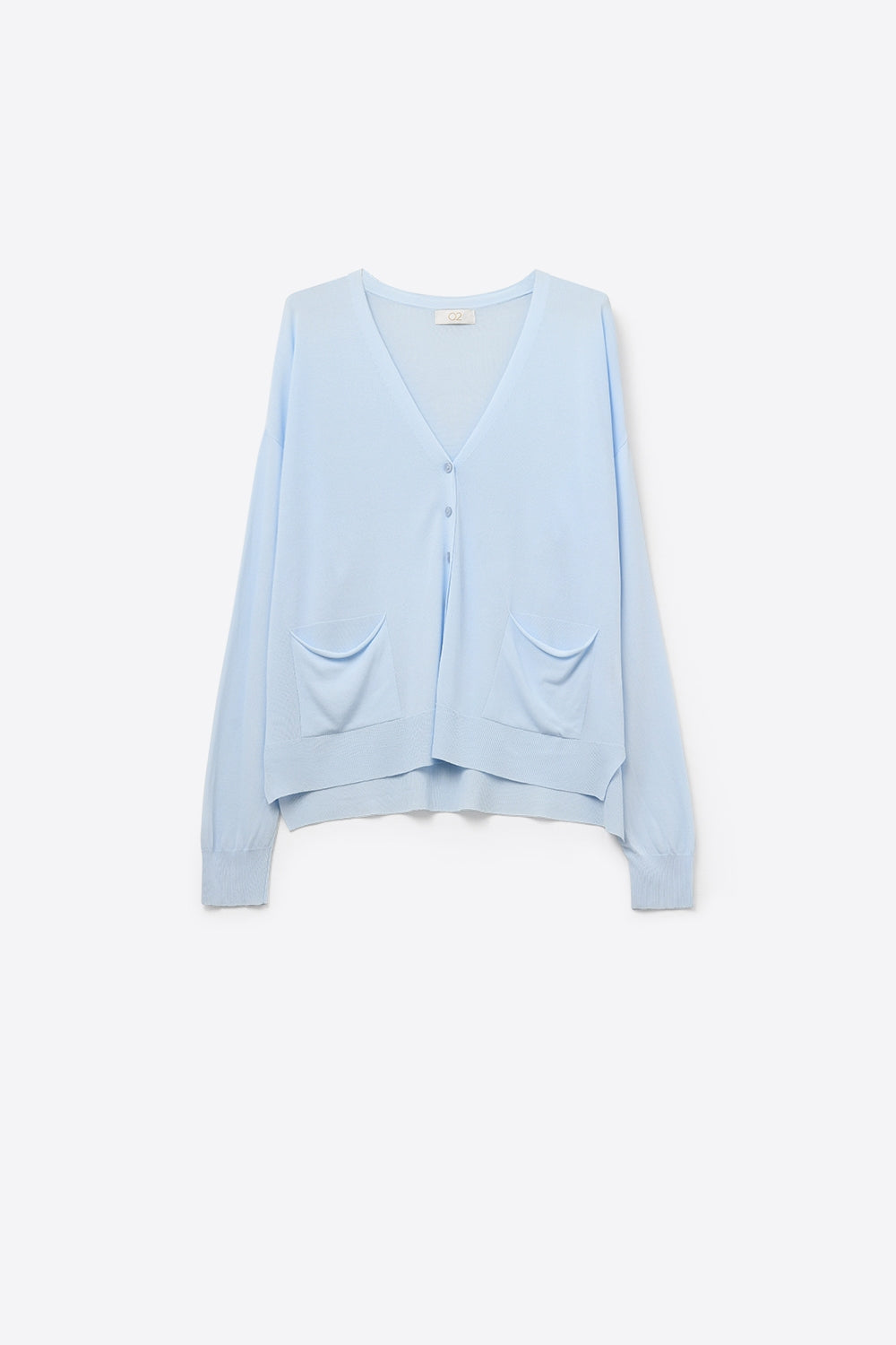 Fine Knit Cardigan with Front Pockets in blue