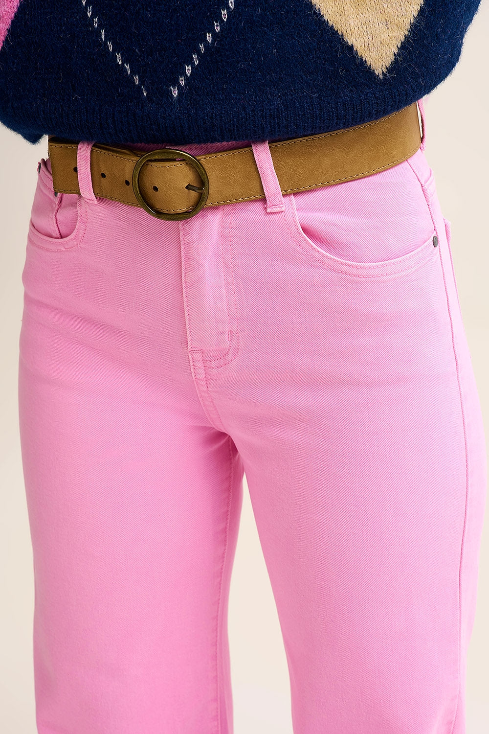 Cropped wide leg jeans in bubblegum pink - Coloured Jeans