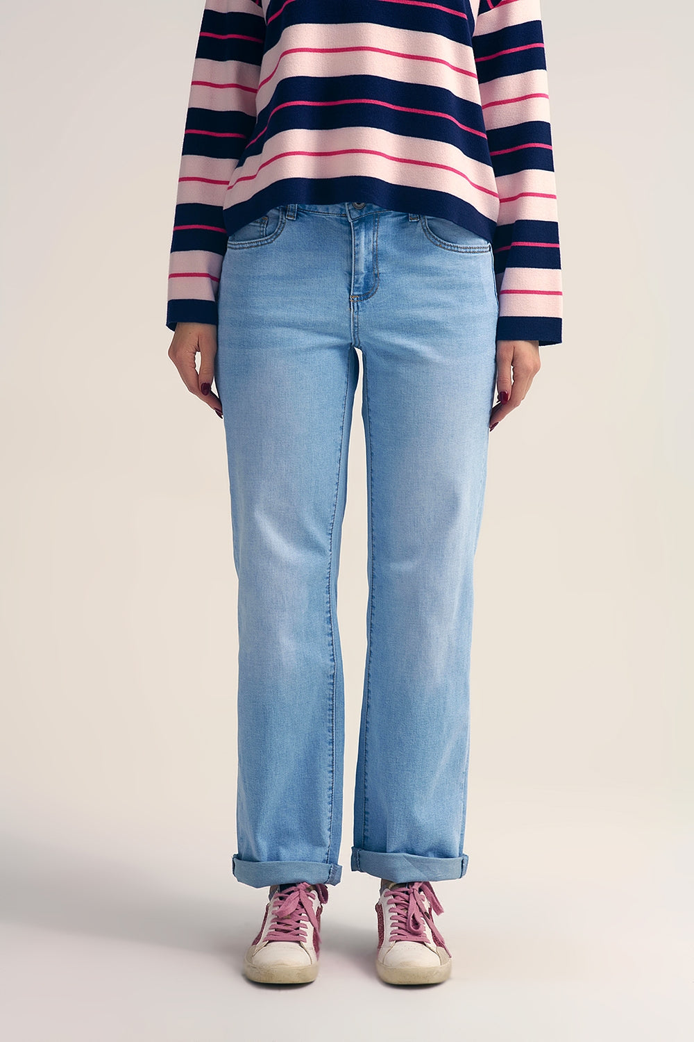 Straight-Leg Light Blue Jeans - Denim