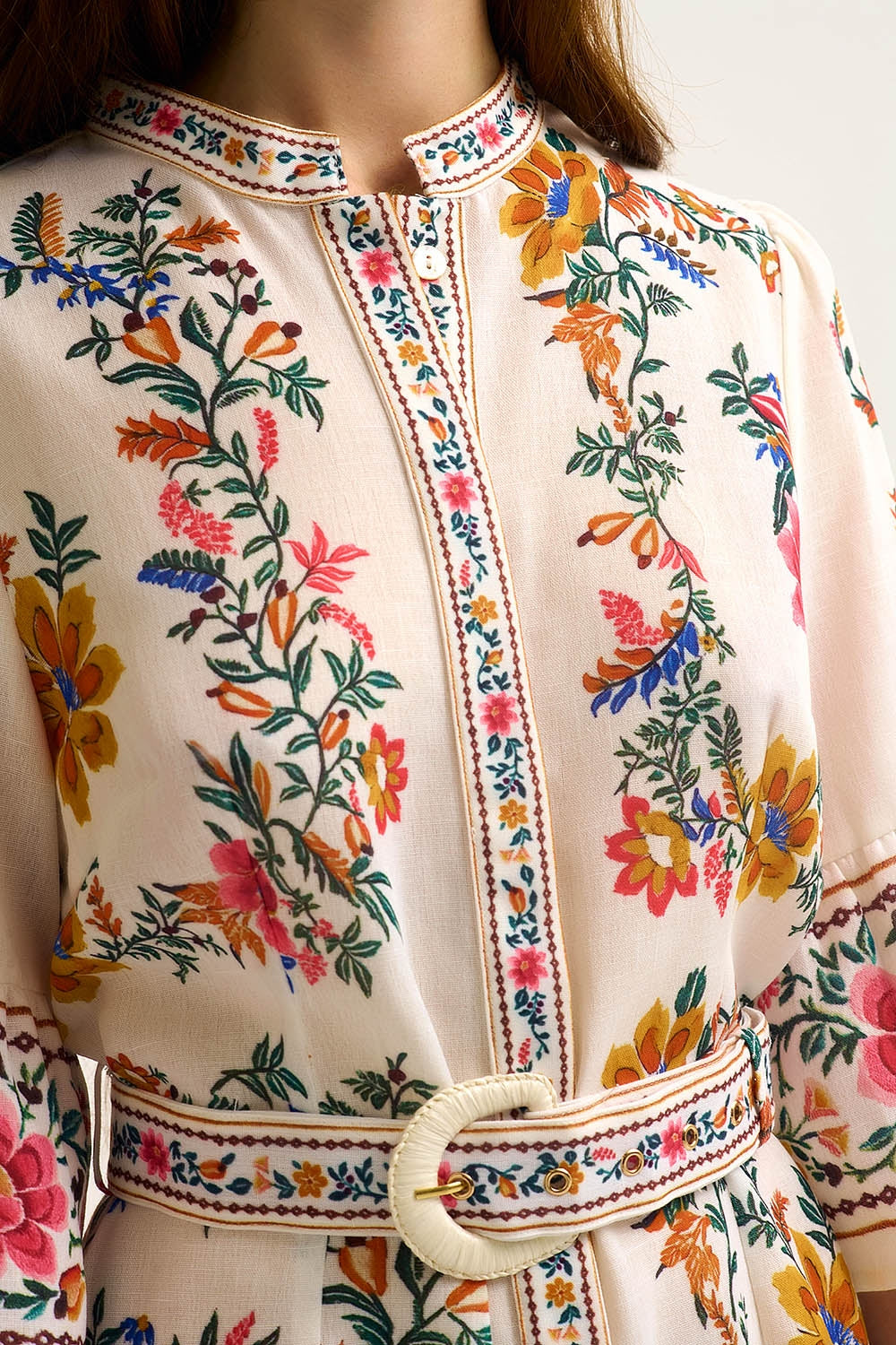 printed Floral Boho Mini Dress In white - dress