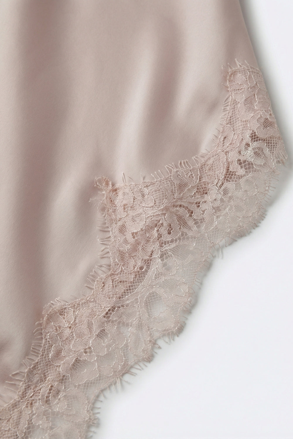 Pink Satin Handkerchief Skirt with Lace Trim