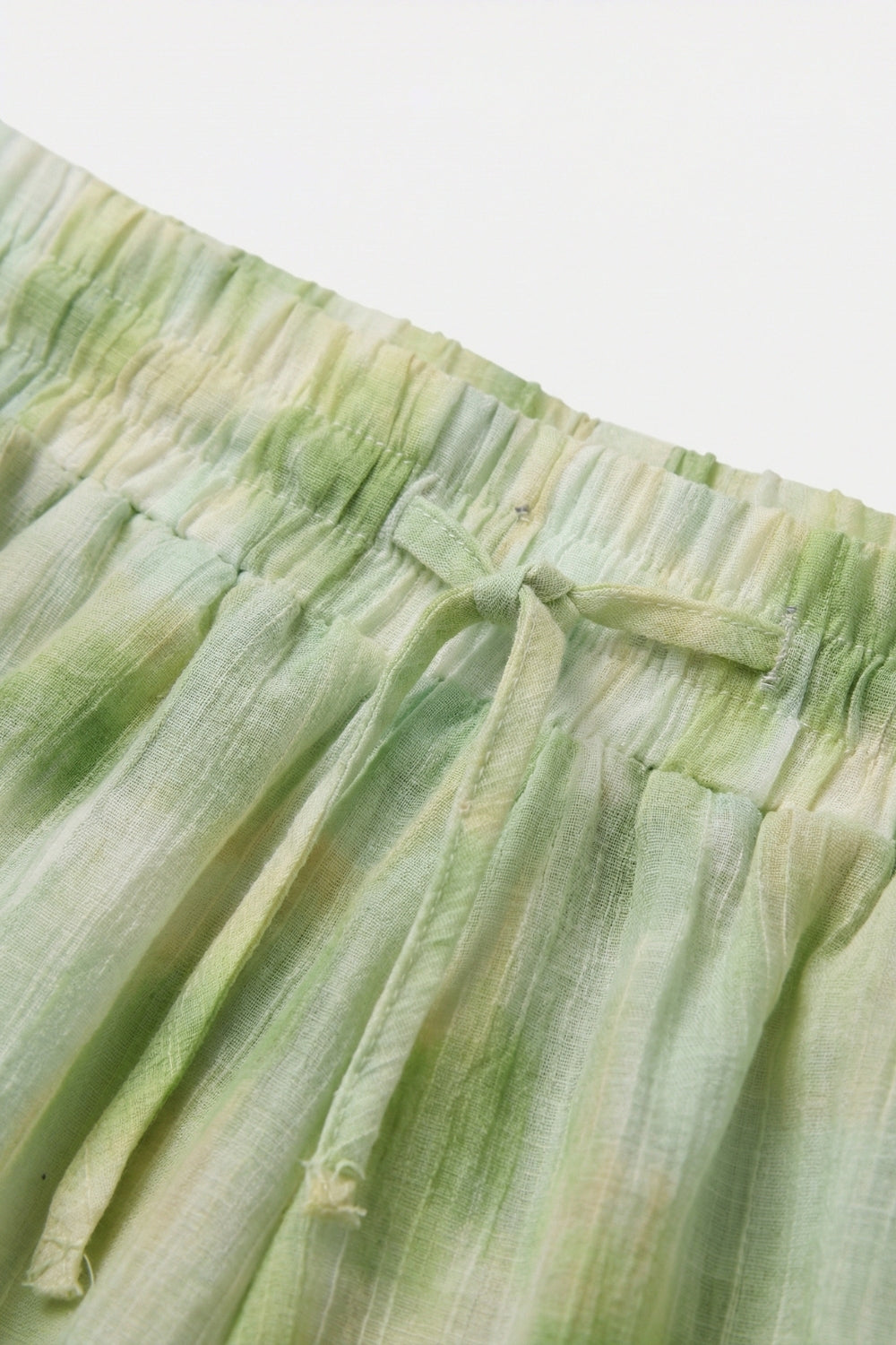 Tie-Dye Bubble Short with Elastic Drawstring Waist in lime color - trousers