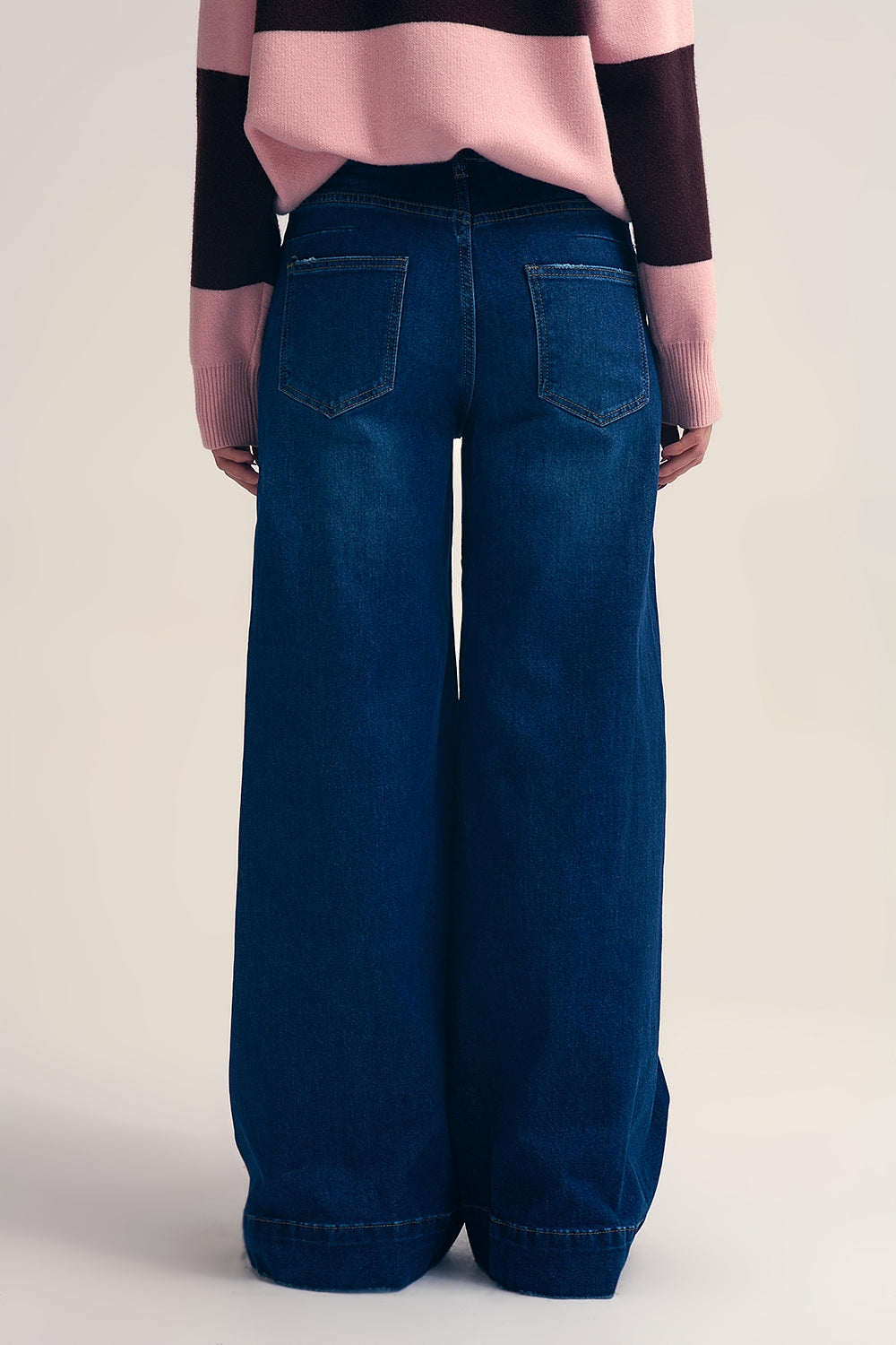 Dark wash Blue Jeans with extra wide leg - Denim