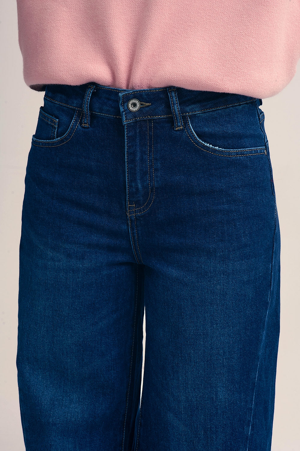 Dark wash Blue Jeans with extra wide leg - Denim