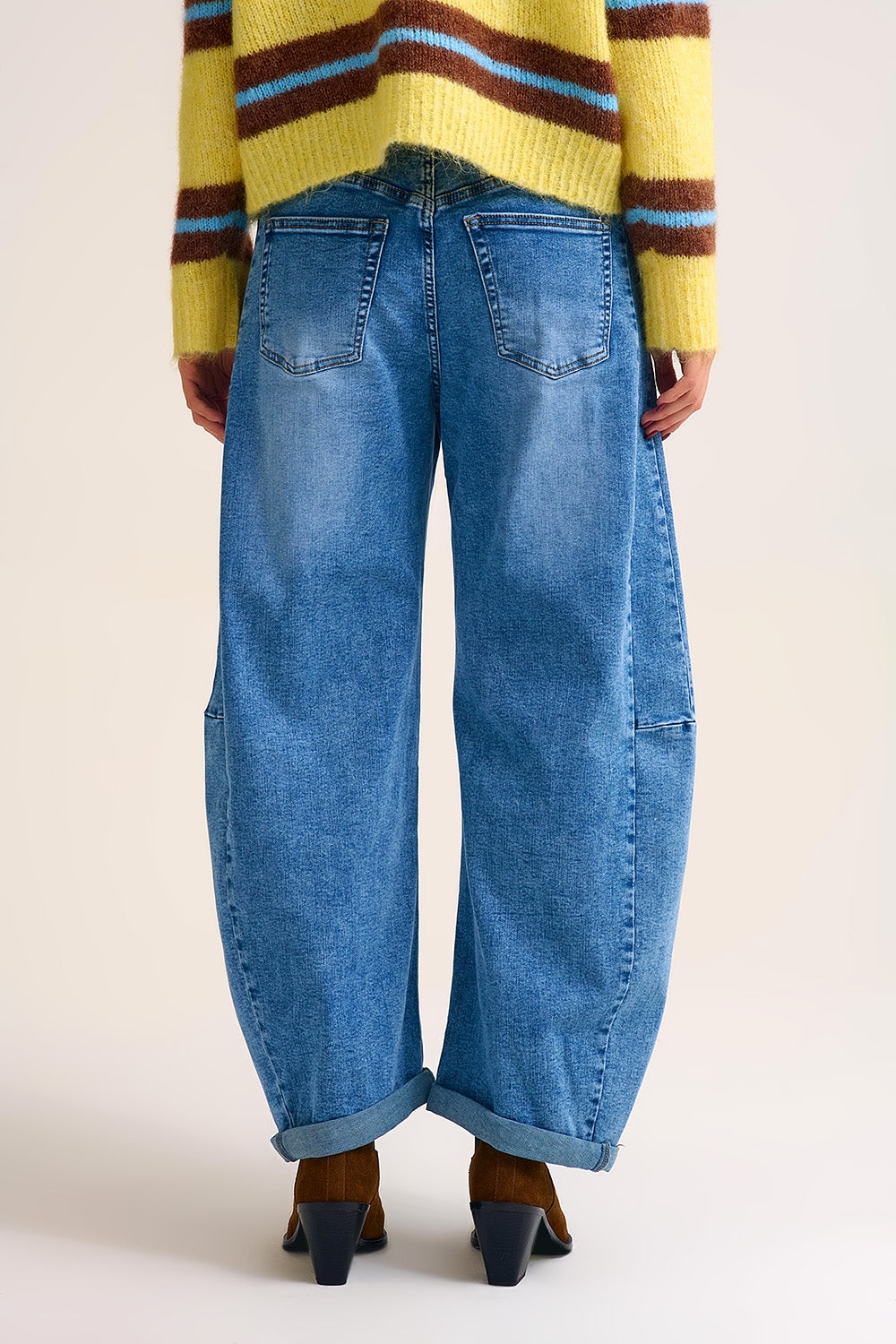 wide leg Barrel Blue Denim Jeans in light wash - Denim