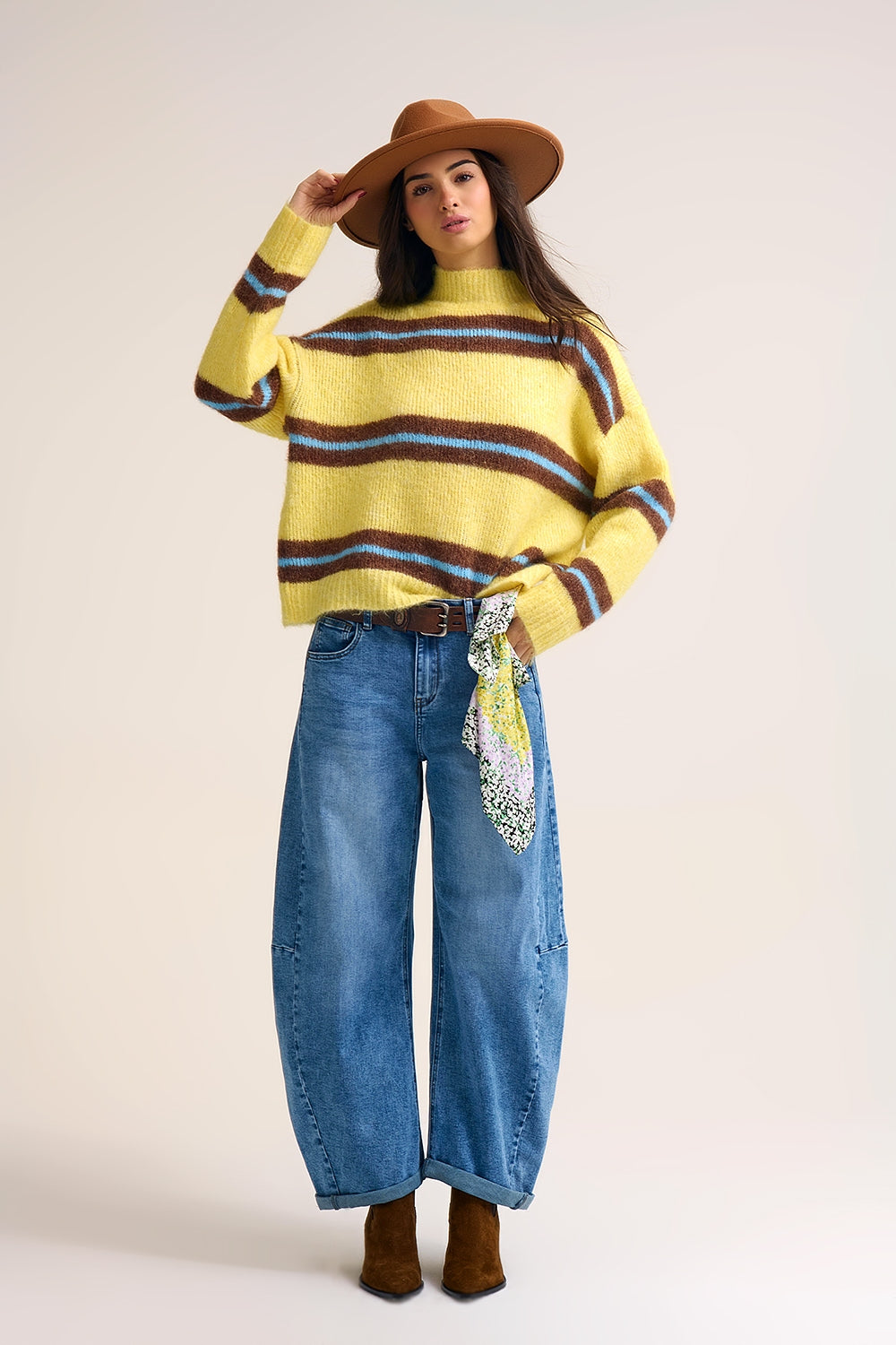 wide leg Barrel Blue Denim Jeans in light wash - Denim