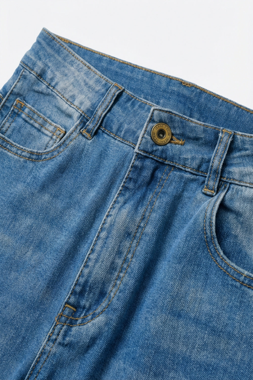 Blue Wide-Leg Light Wash Denim Jeans with side seams - Denim