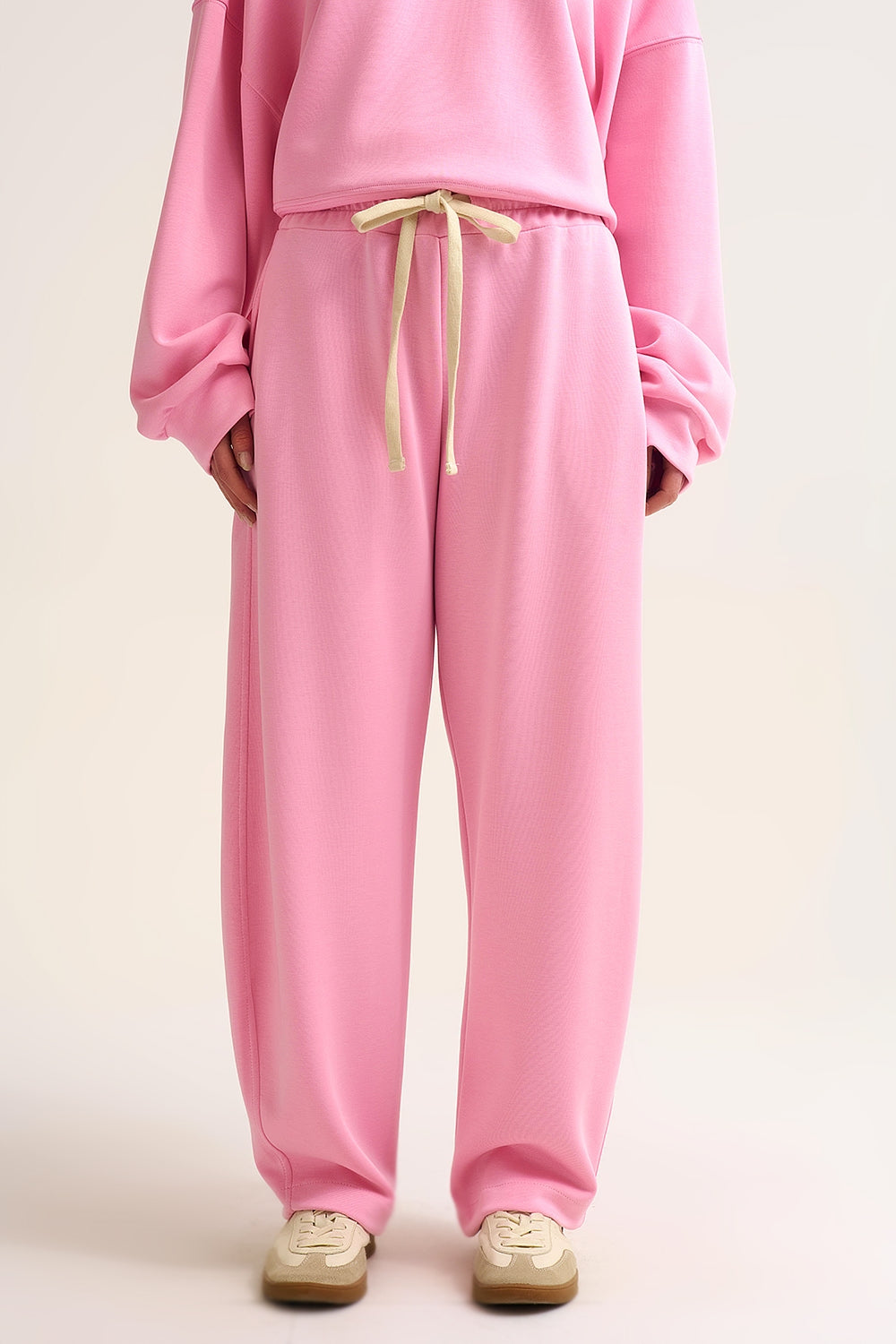 Super-Soft Knit Jogger Pants in pink with Drawstring Waist - trousers