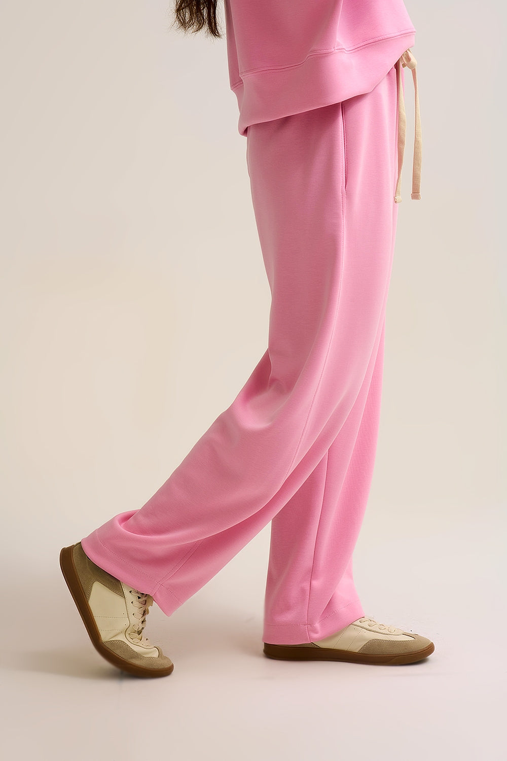 Super-Soft Knit Jogger Pants in pink with Drawstring Waist - trousers