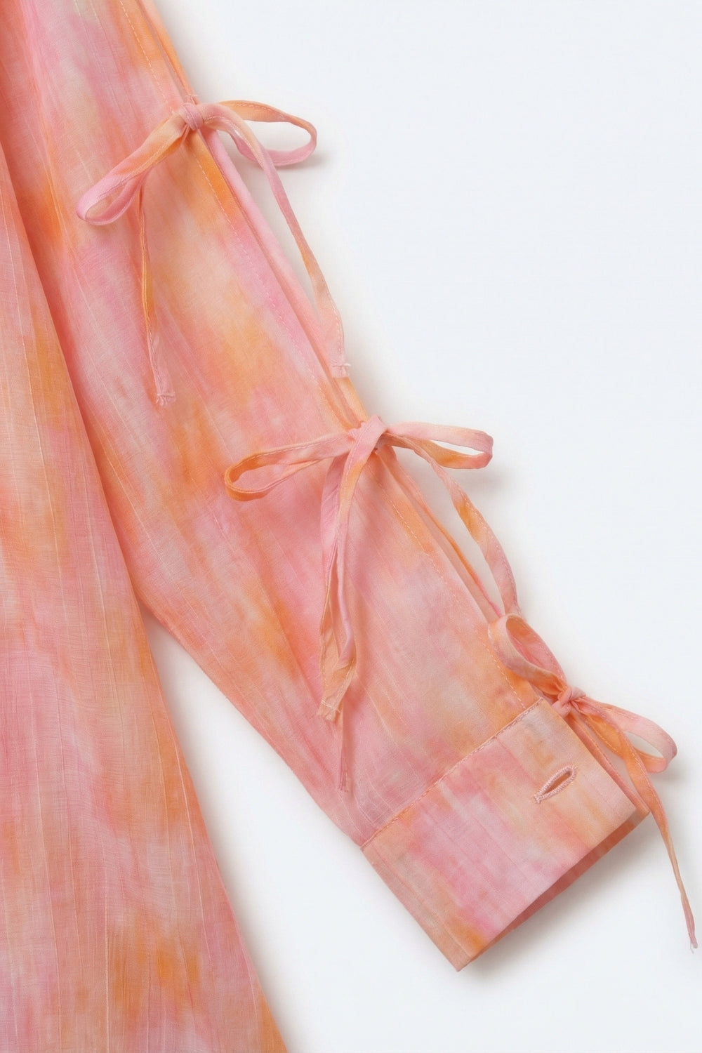 oversized Pink Tie-Sleeve Button-Up Shirt - Shirts