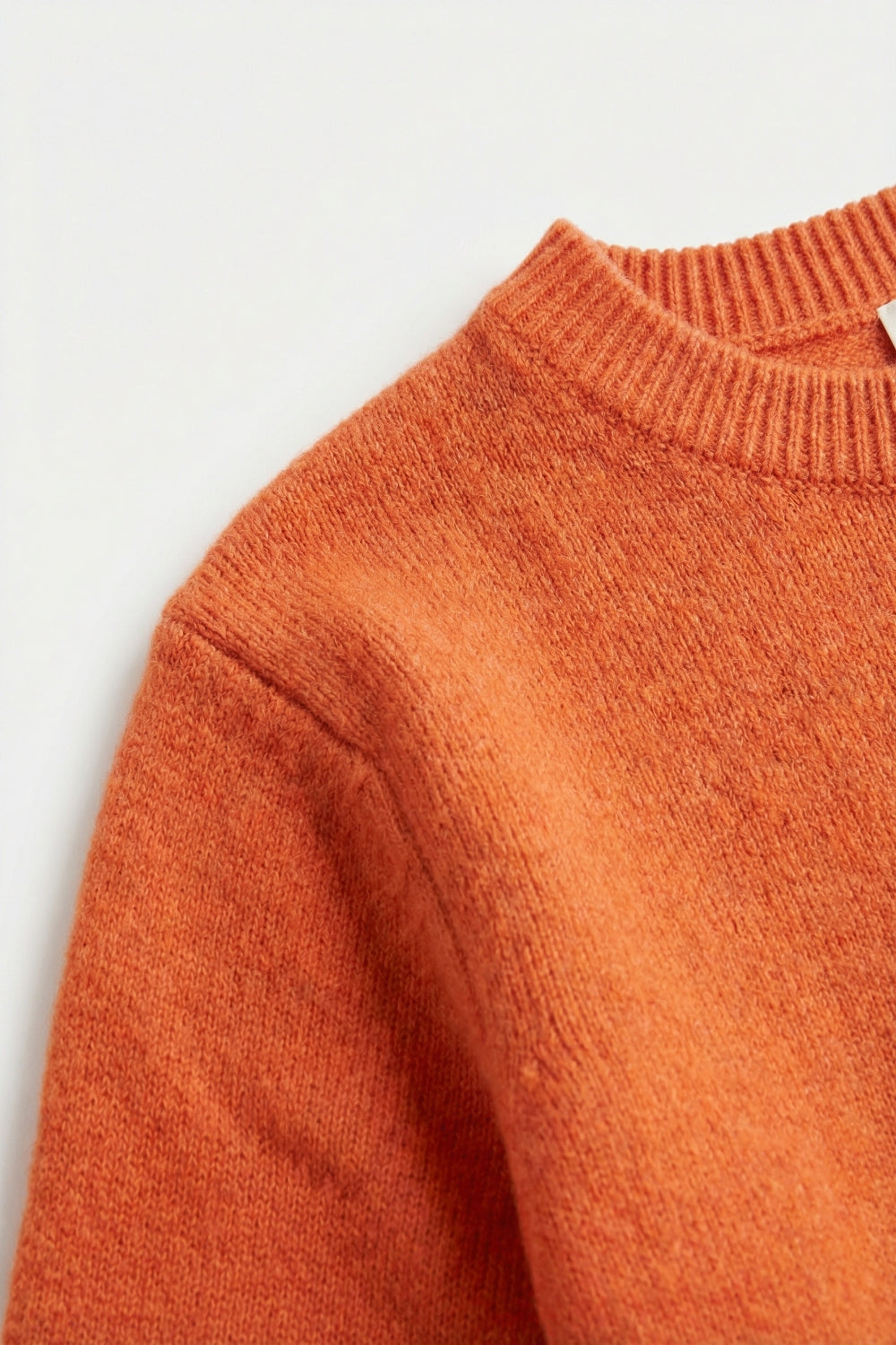 Orange Soft fluffy Knit sweater with Ruffled Sleeve Detail - jumper