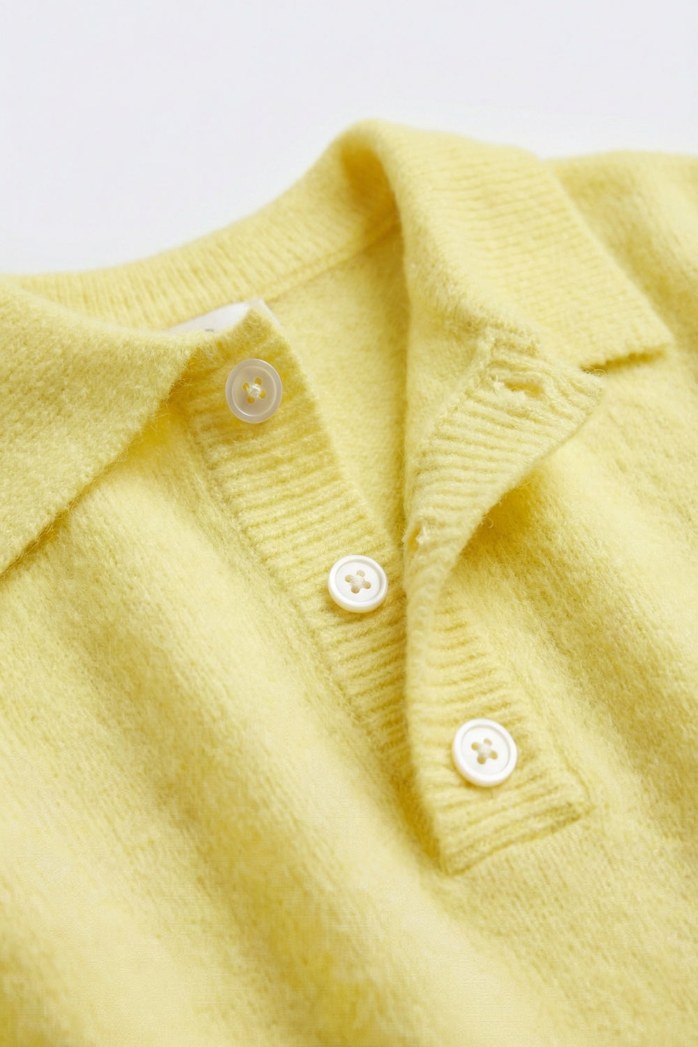 Yellow Knit Polo Shirt with Short Sleeves - jumper